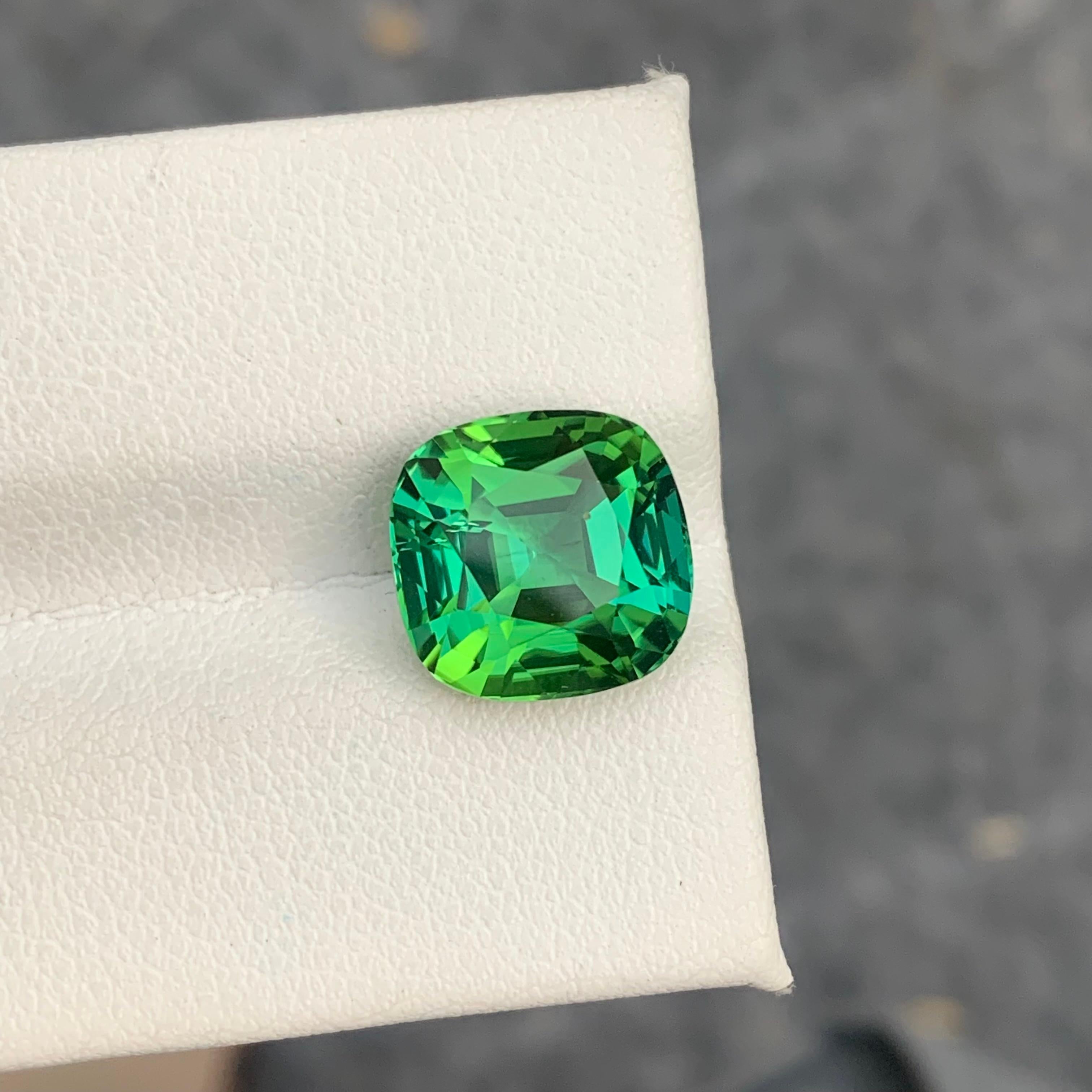 Cushion Cut Gorgeous Mint Green Loose Tourmaline Ring Gem 6.10 Carat Cushion Gemstone