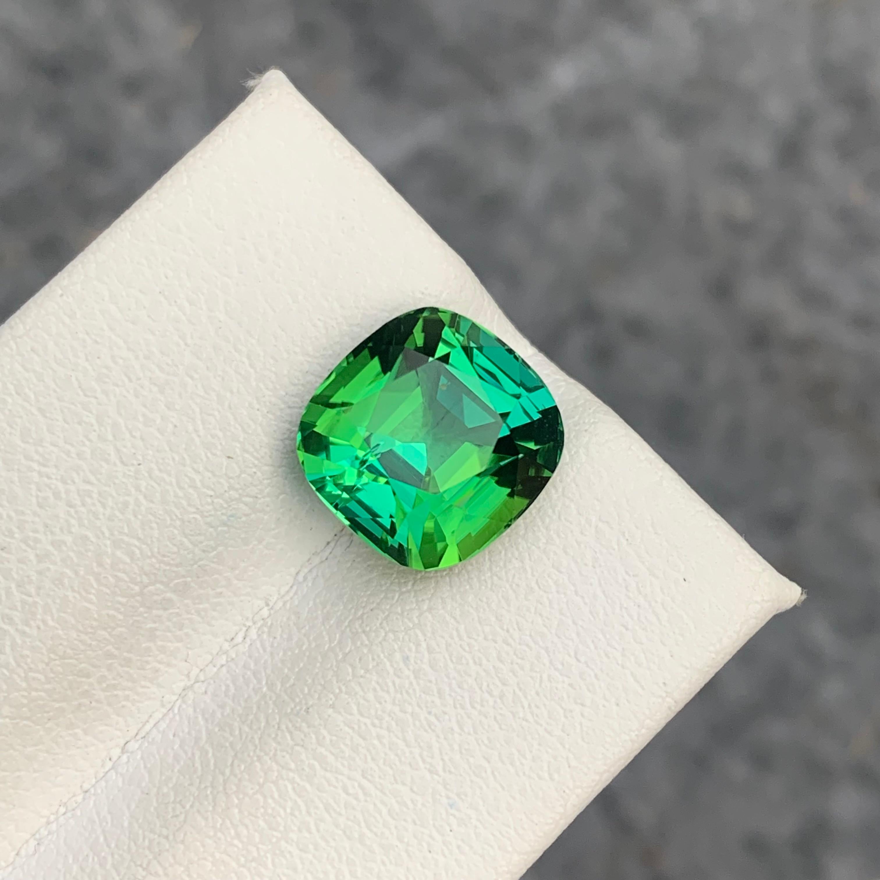 Women's or Men's Gorgeous Mint Green Loose Tourmaline Ring Gem 6.10 Carat Cushion Gemstone