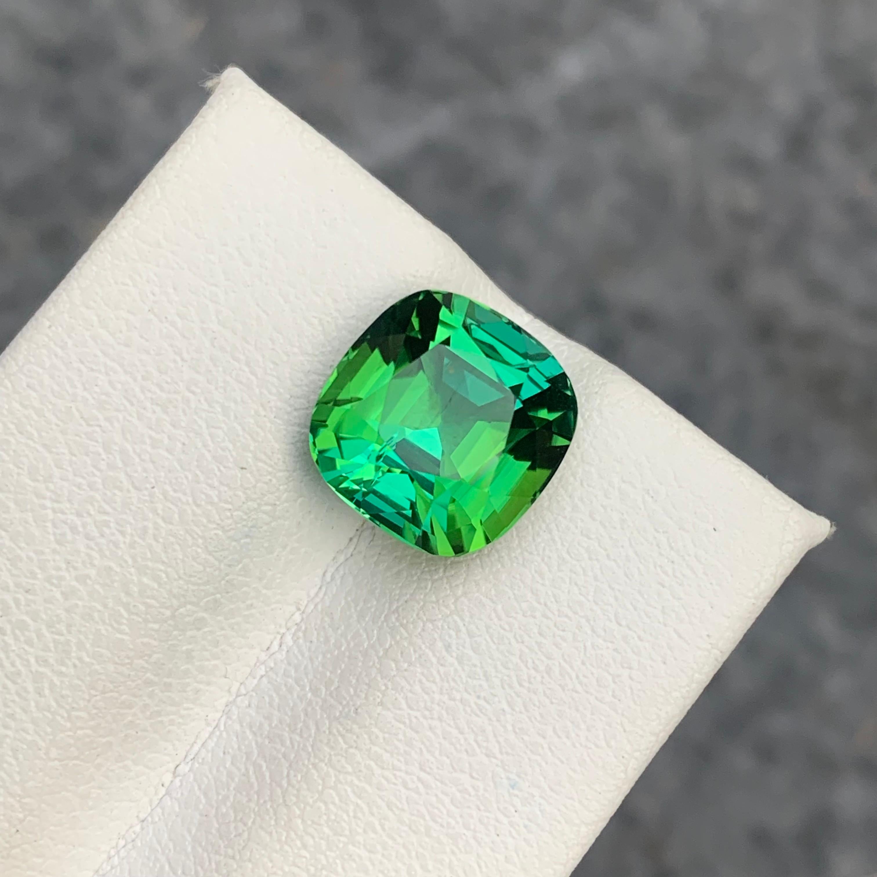 Gorgeous Mint Green Loose Tourmaline Ring Gem 6.10 Carat Cushion Gemstone 1