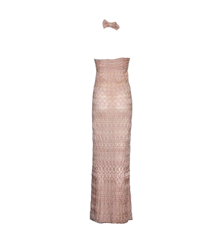 Missoni Signature Crochet Knit Evening Gown Maxi Dress For Sale at 1stdibs