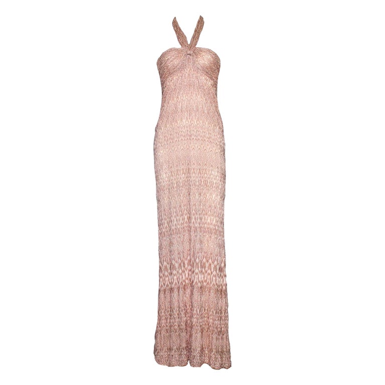 Missoni Signature Crochet Knit Evening Gown Maxi Dress For