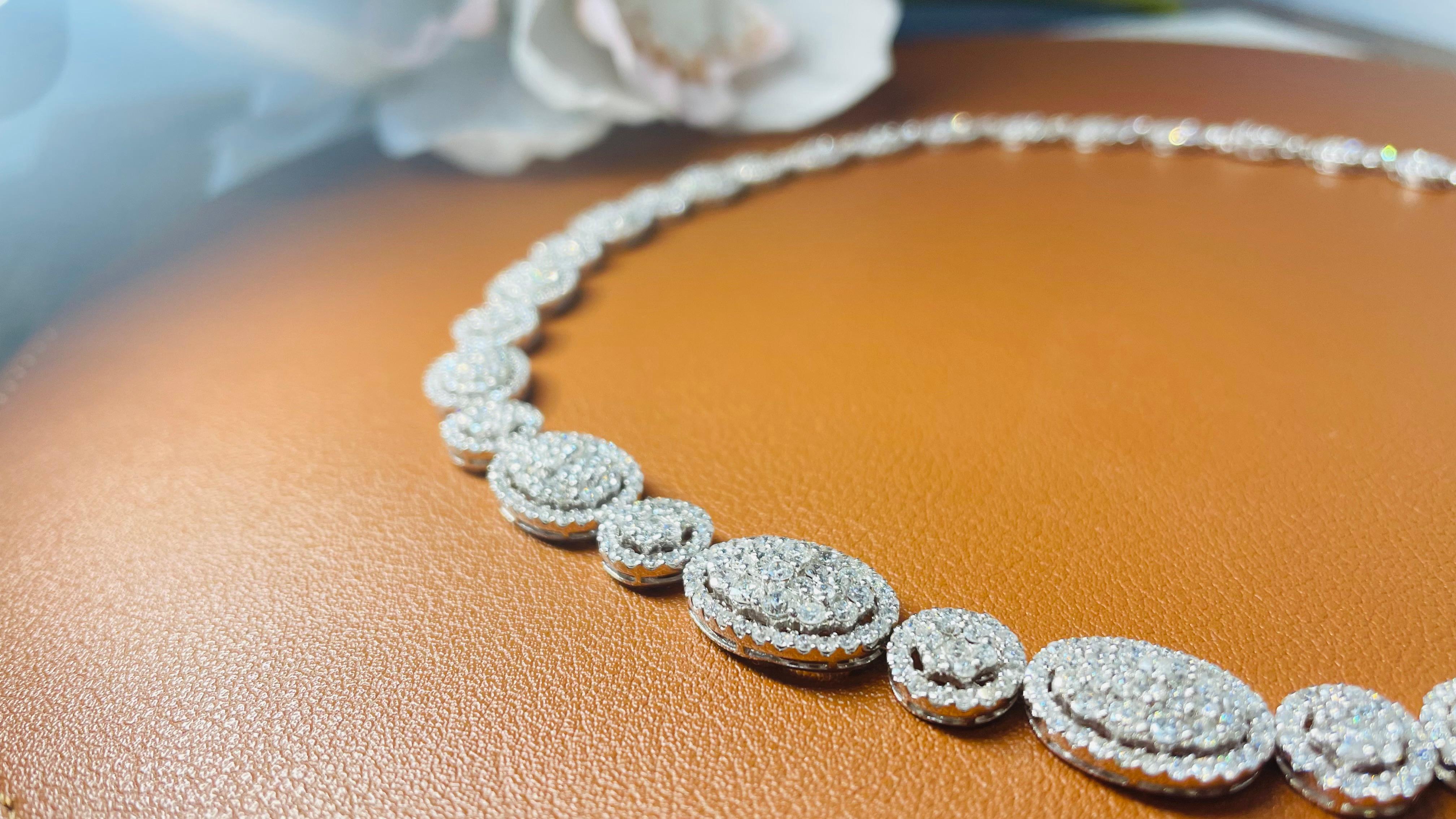 Renaissance Gorgeous Modern 18k White Gold with 15.11 TCW Diamond Cluster Necklace