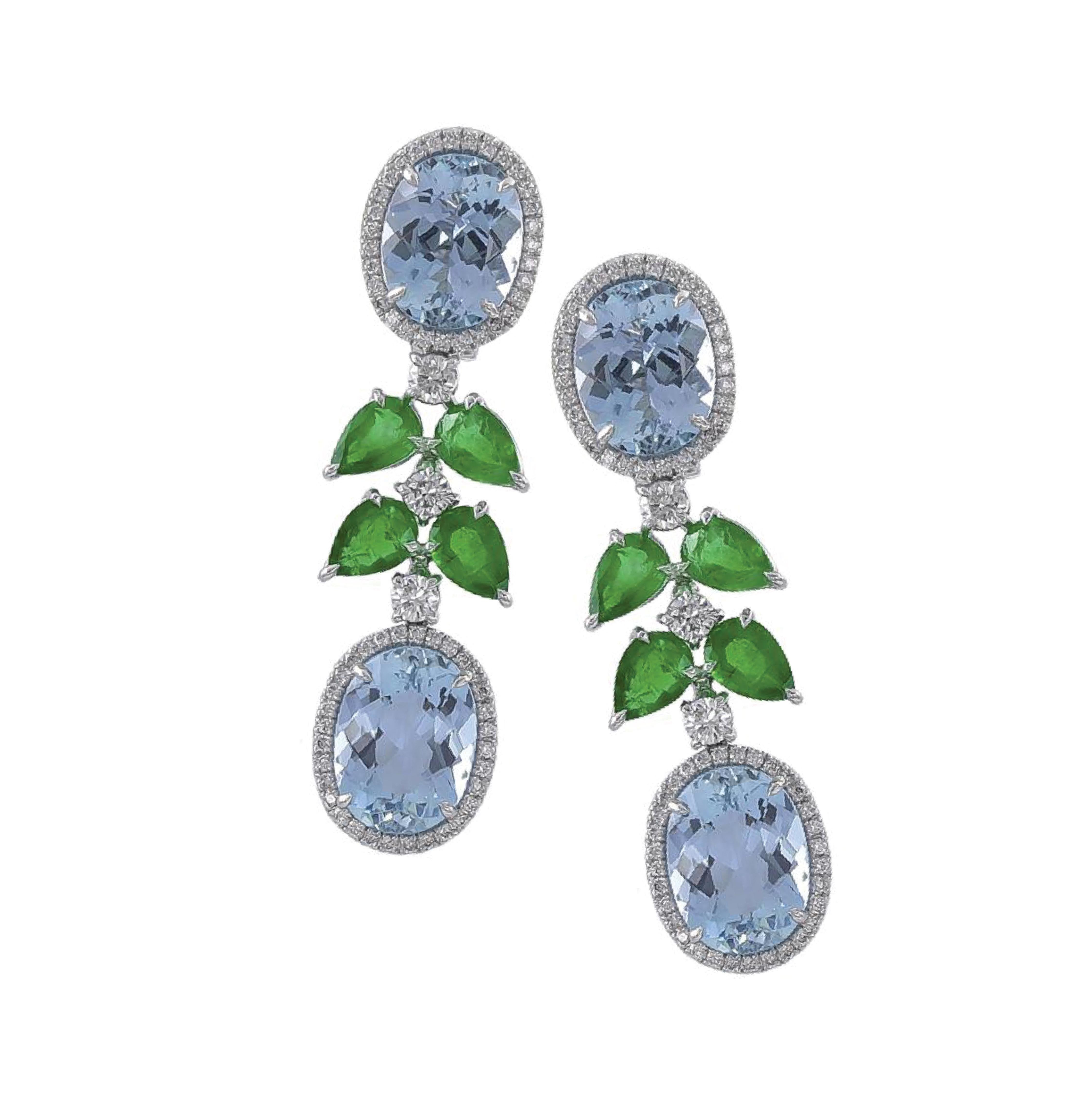 Modern Sophia D. Multi-Color Diamond Platinum Earrings For Sale