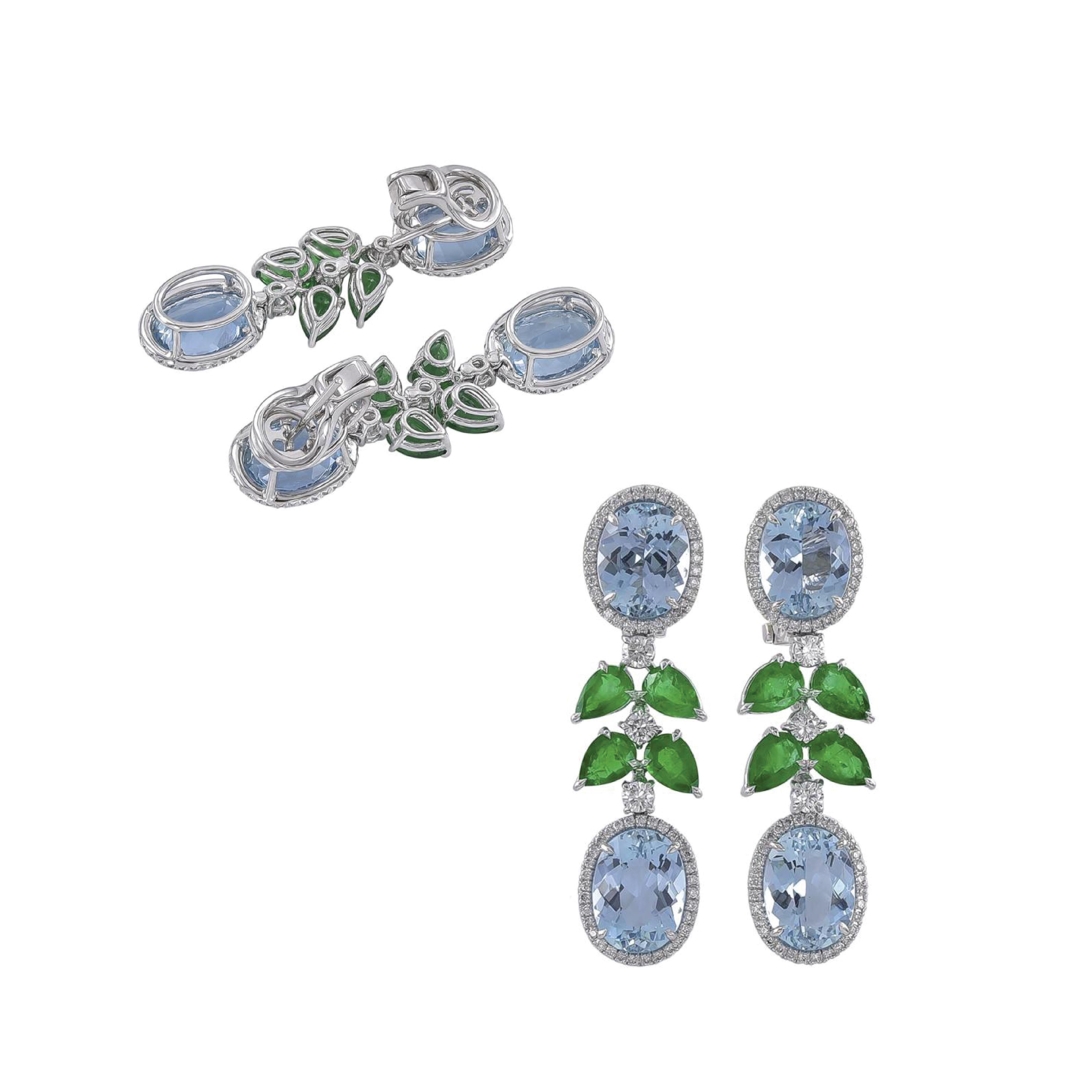 Oval Cut Sophia D. Multi-Color Diamond Platinum Earrings For Sale