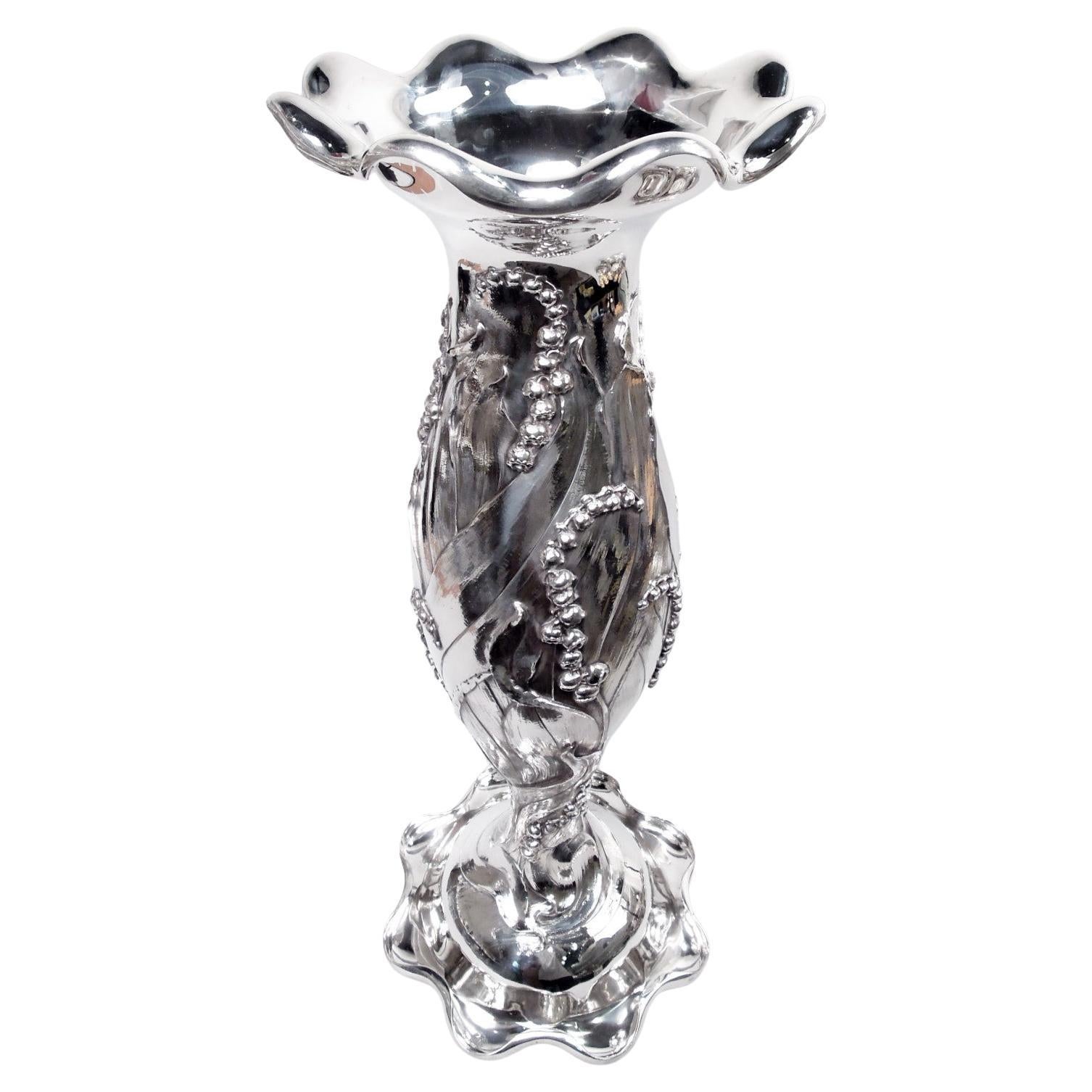 Wunderschöne monumentale amerikanische Jugendstilvase Lily of the Valley, Bodenvase im Valley-Stil im Angebot
