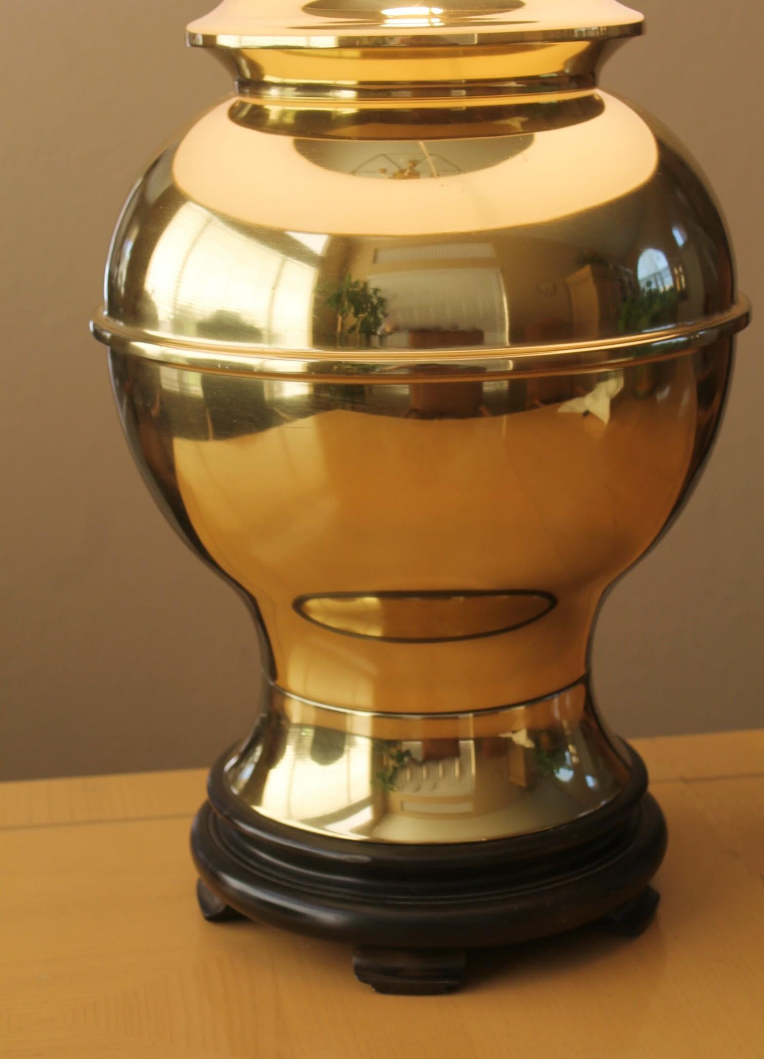 Gorgeous Monumental Brass Ginger Jar Table Lamp! 1980s Cooper Karl Springer Era In Good Condition For Sale In Peoria, AZ