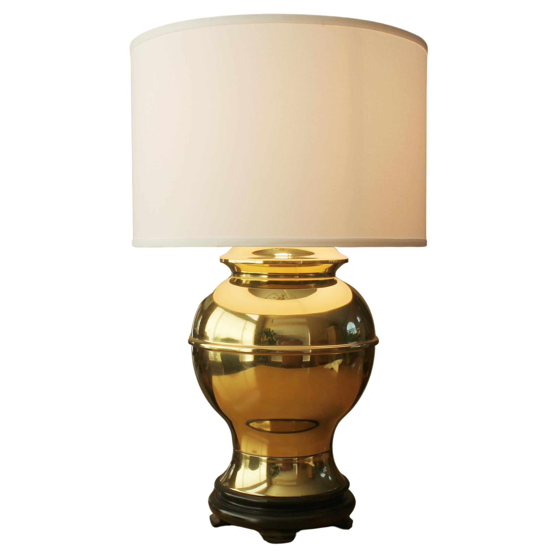 Gorgeous Monumental Brass Ginger Jar Table Lamp! 1980s Cooper Karl Springer Era For Sale
