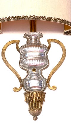 Gorgeous Monumental Italian Crystal Urn Motif Wall Sconce by Banci Florence