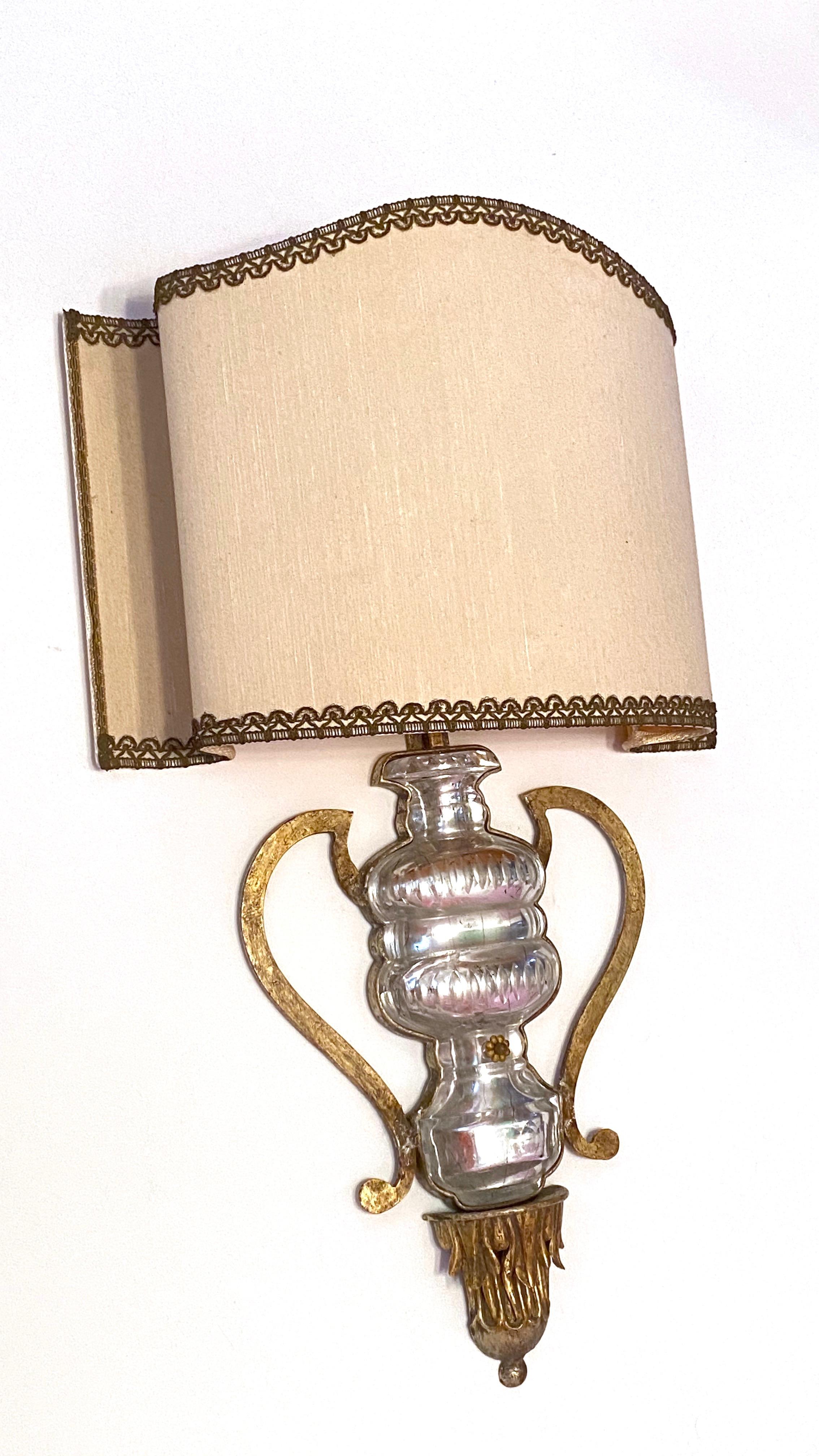 Mid-20th Century Gorgeous Monumental Italian Crystal Urn Motif Wall Sconce by Banci Florence For Sale