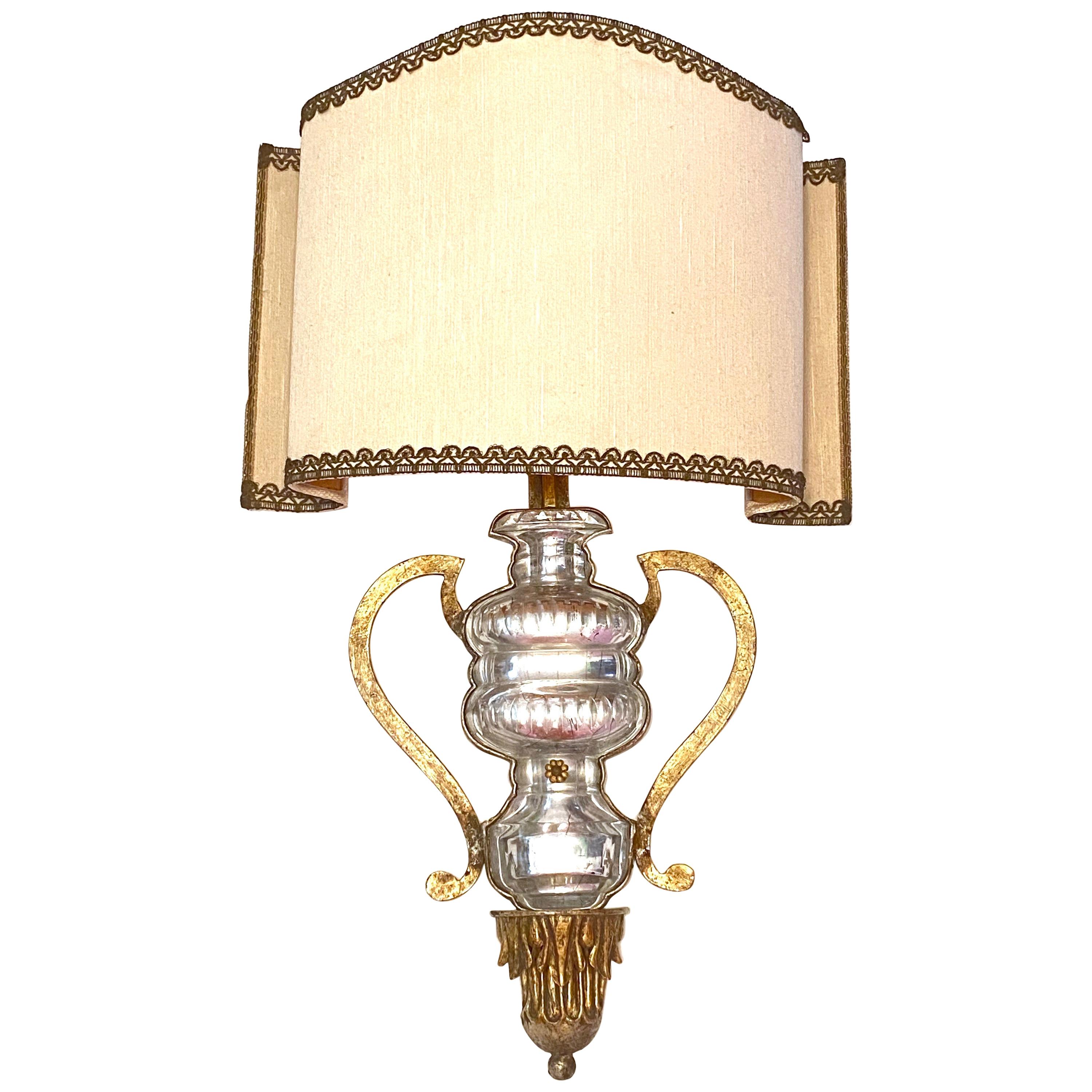 Gorgeous Monumental Italian Crystal Urn Motif Wall Sconce by Banci Florence For Sale