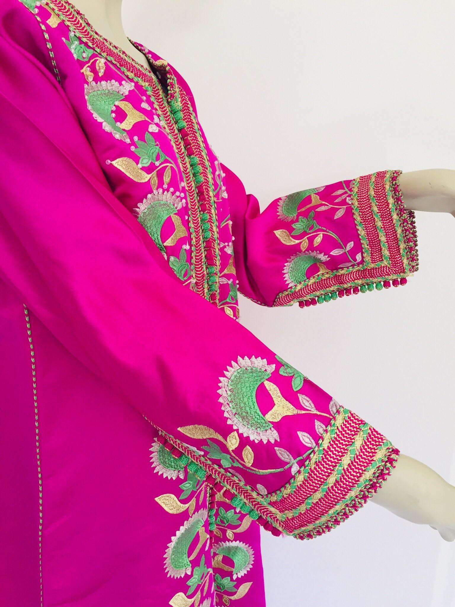 Gorgeous Moroccan Caftan in Hot Pink Fuchsia Maxi Dress Kaftan 2