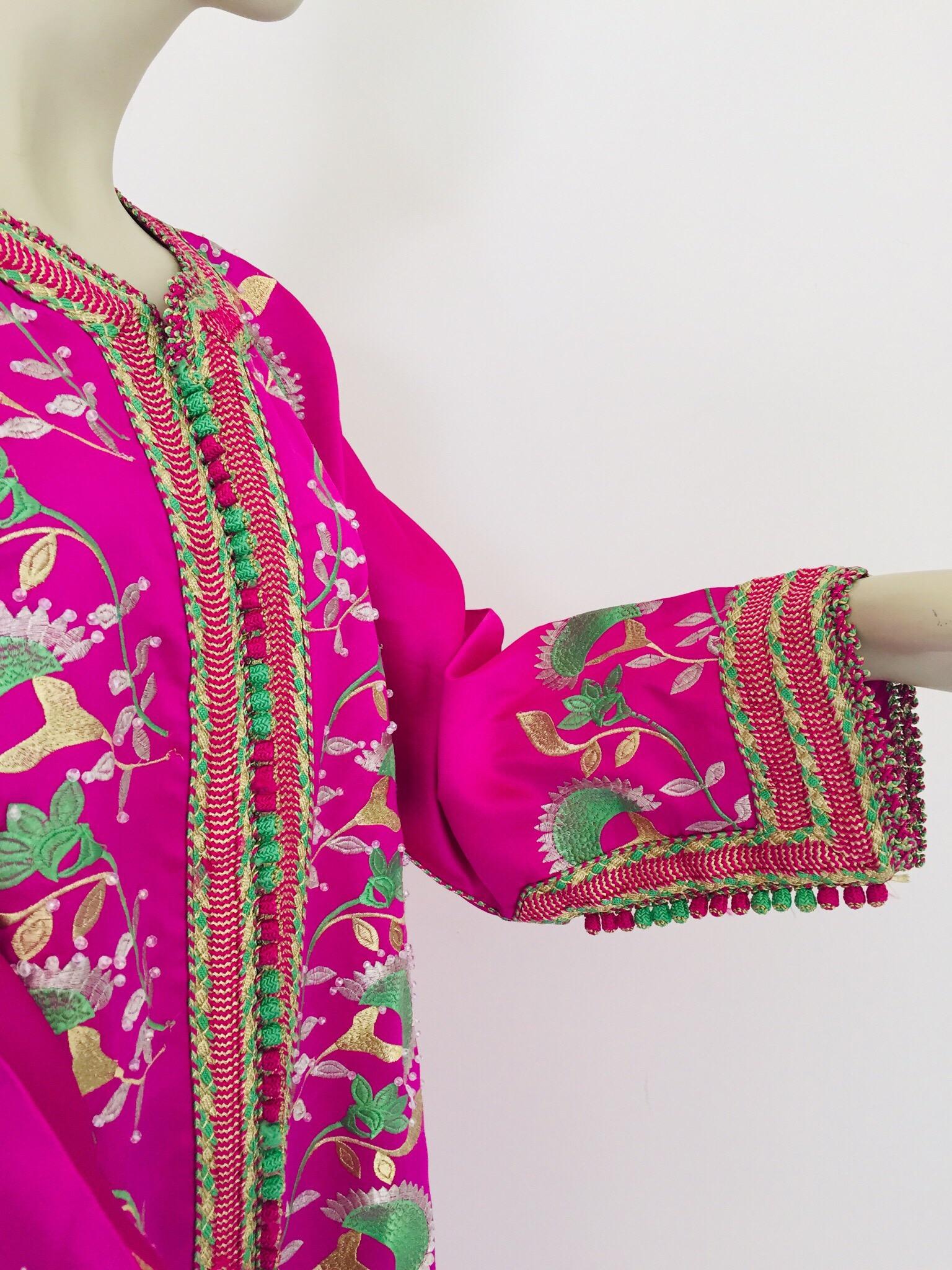 Gorgeous Moroccan Caftan in Hot Pink Fuchsia Maxi Dress Kaftan 3