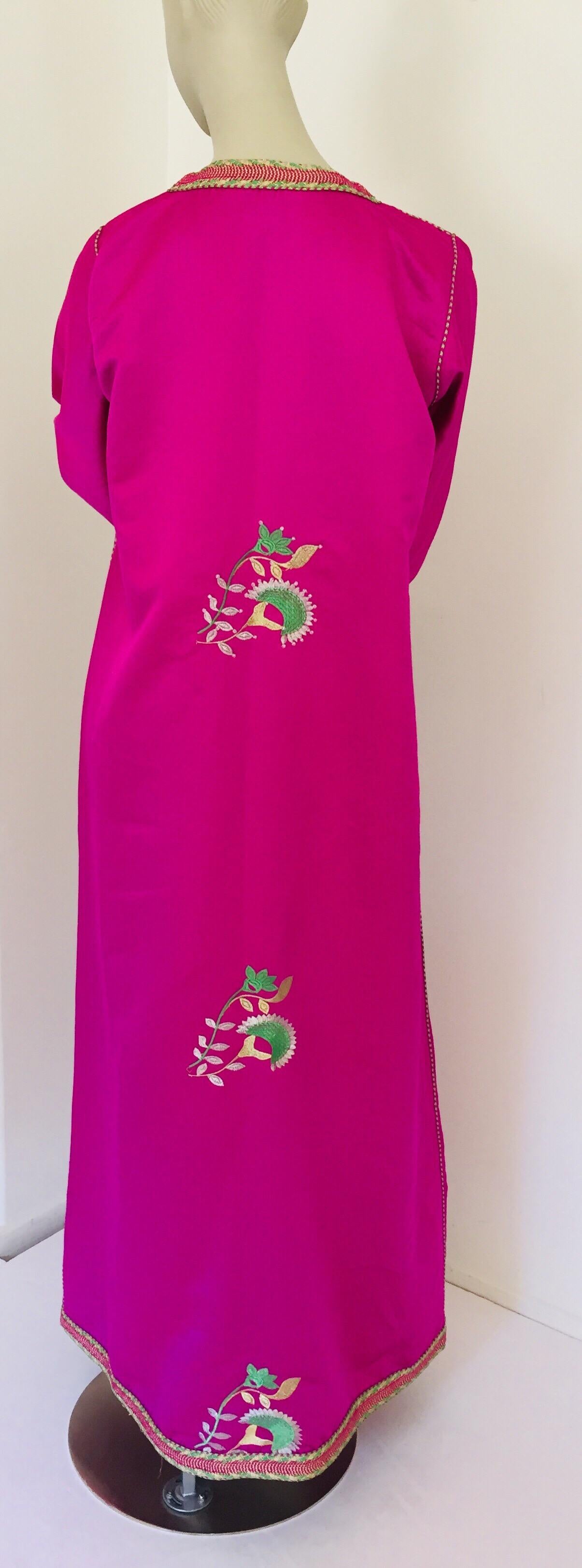 Gorgeous Moroccan Caftan in Hot Pink Fuchsia Maxi Dress Kaftan 4