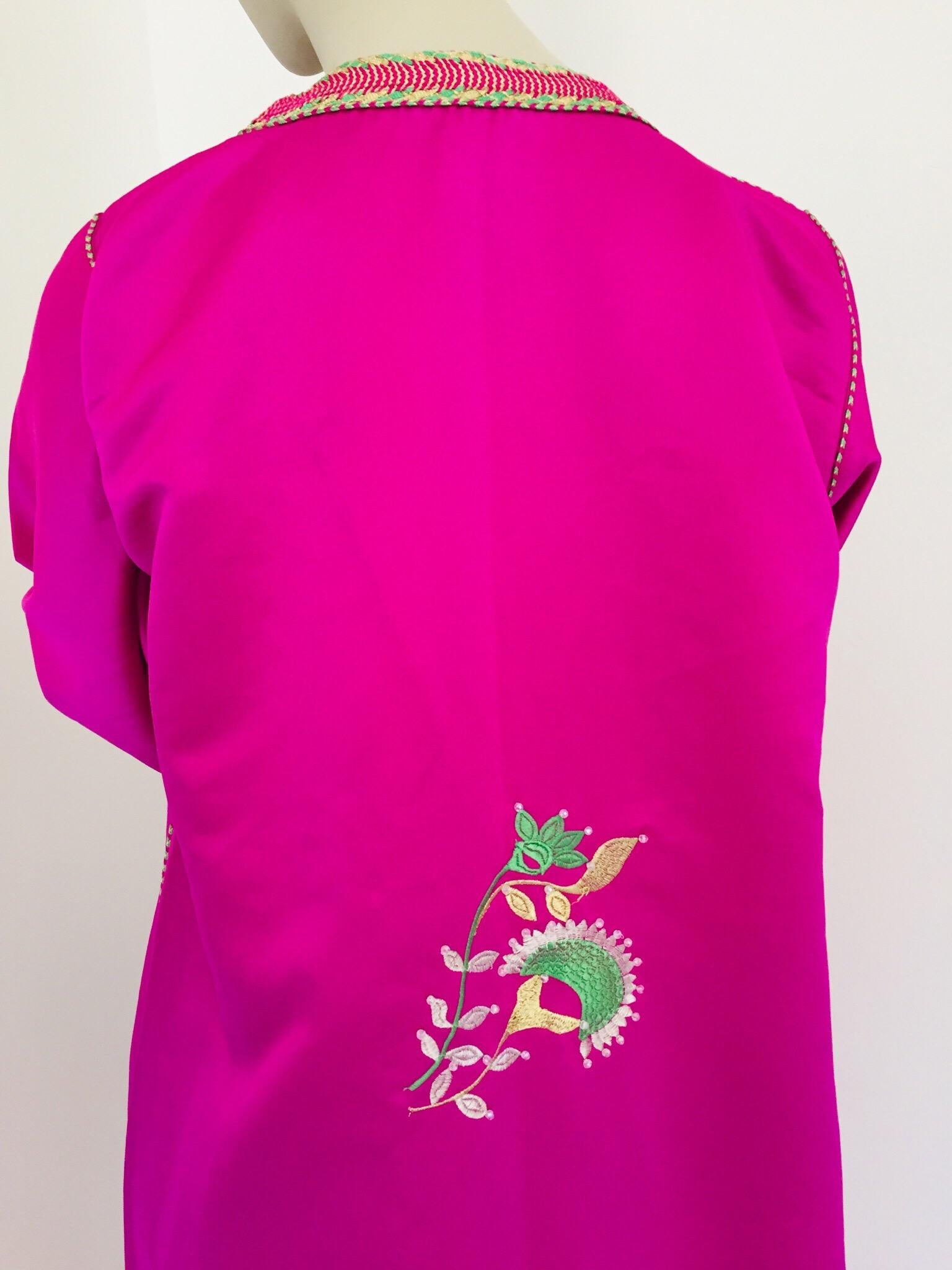 Gorgeous Moroccan Caftan in Hot Pink Fuchsia Maxi Dress Kaftan 5