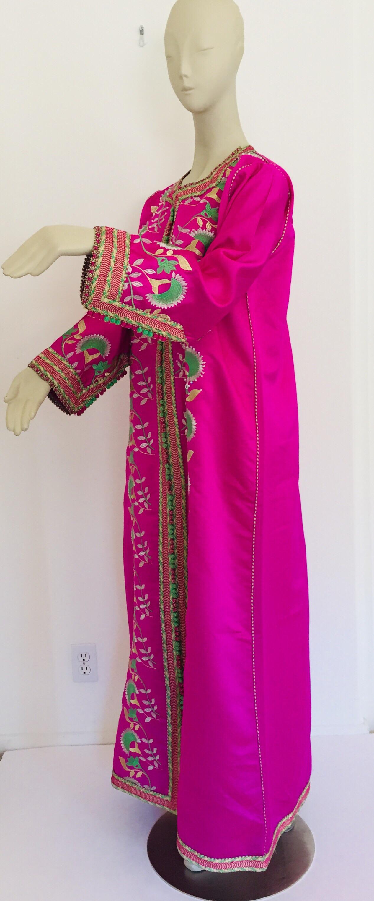 Gorgeous Moroccan Caftan in Hot Pink Fuchsia Maxi Dress Kaftan 8