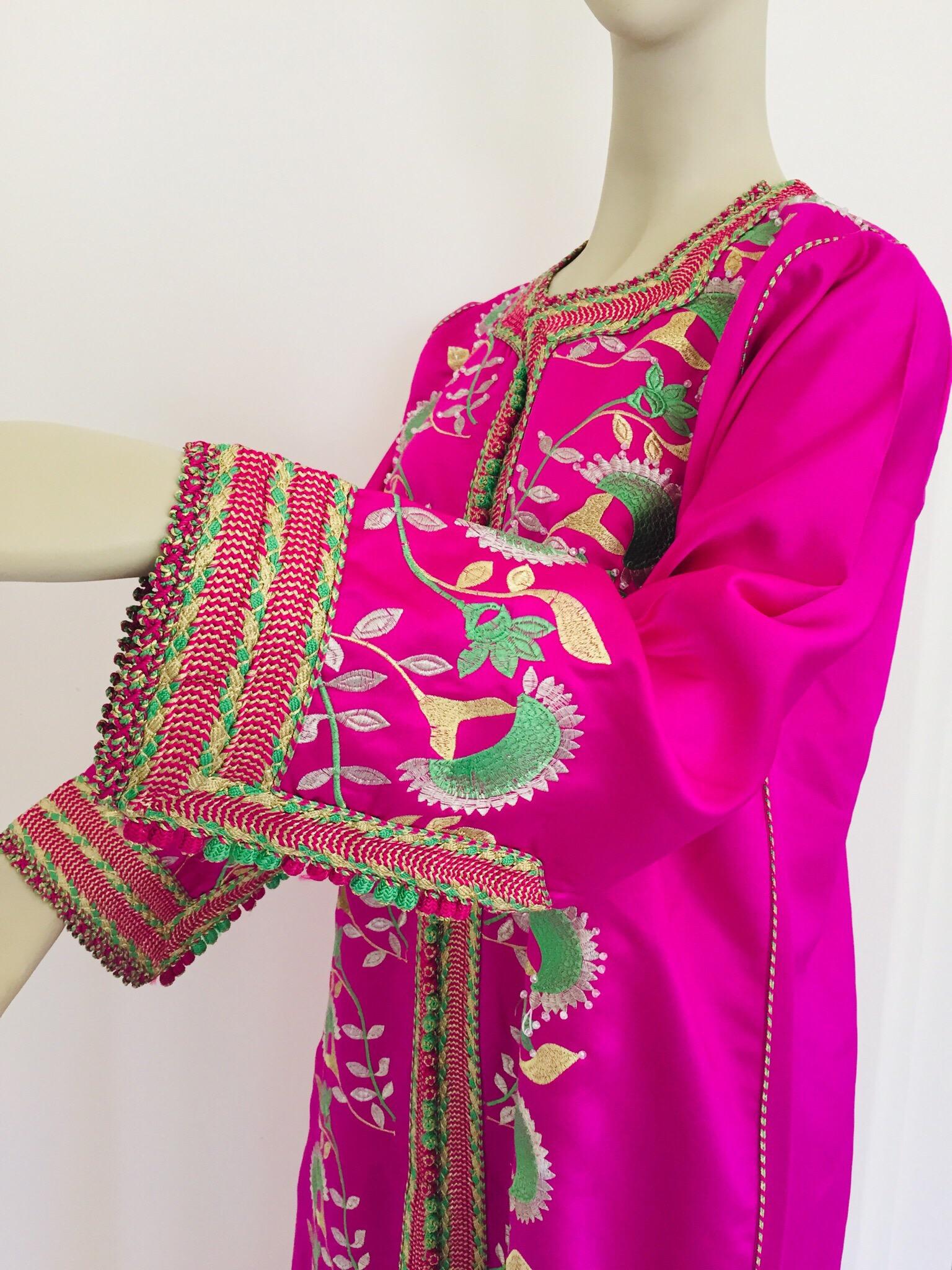 Gorgeous Moroccan Caftan in Hot Pink Fuchsia Maxi Dress Kaftan 9