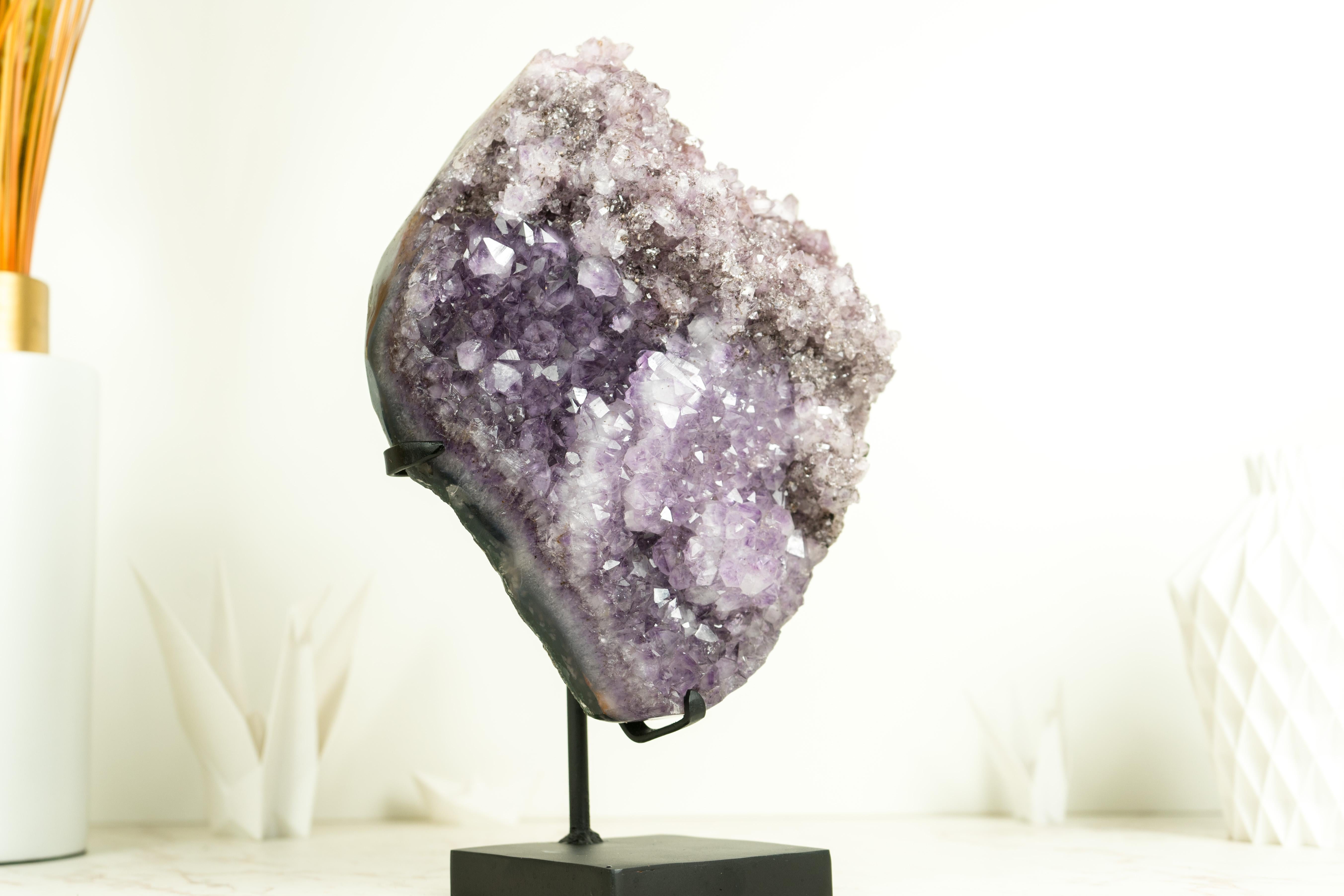 Gorgeous Multi Colored Amethyst Cluster with Herkimer-Style Amethyst Crystal For Sale 5