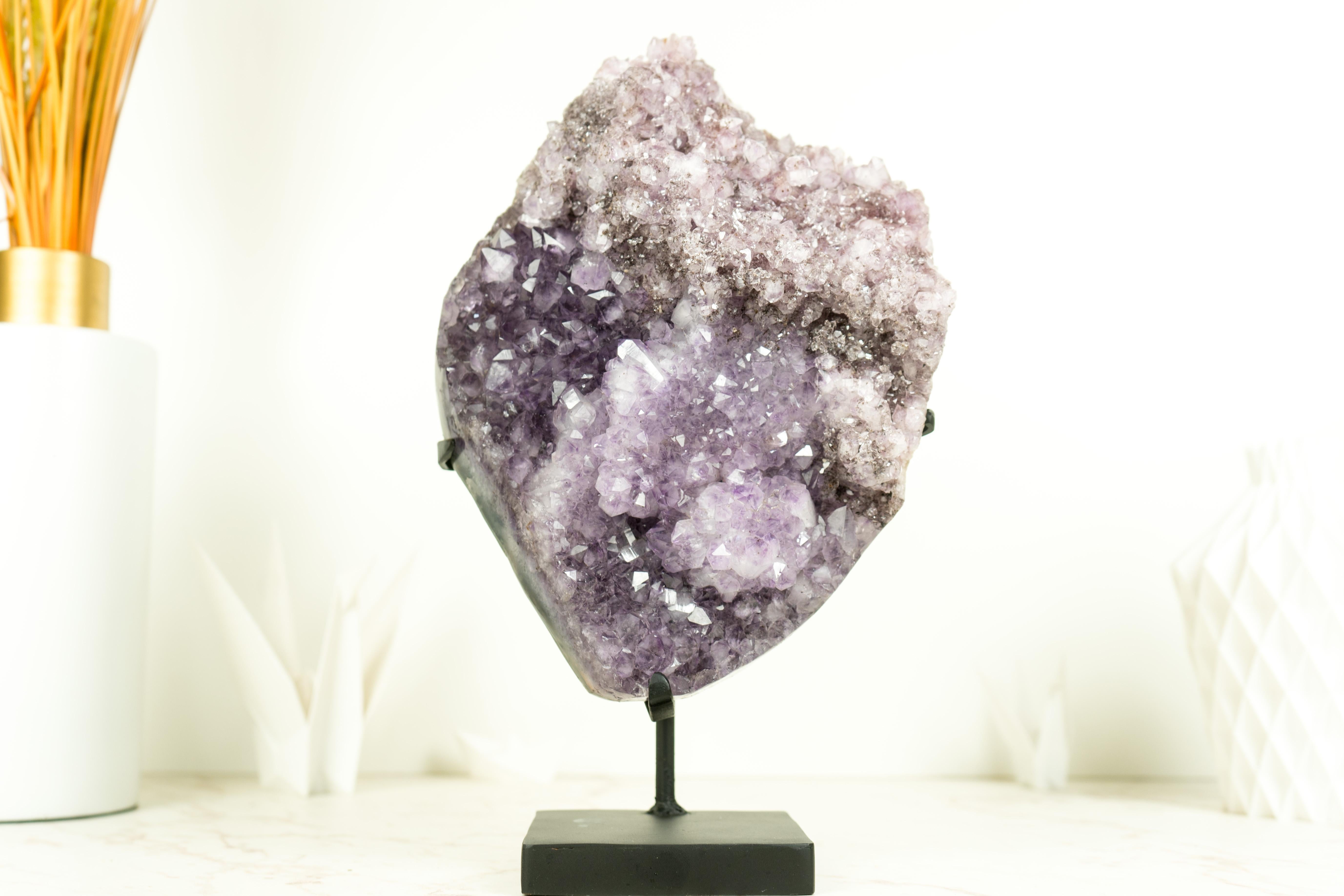 Gorgeous Multi Colored Amethyst Cluster with Herkimer-Style Amethyst Crystal For Sale 6
