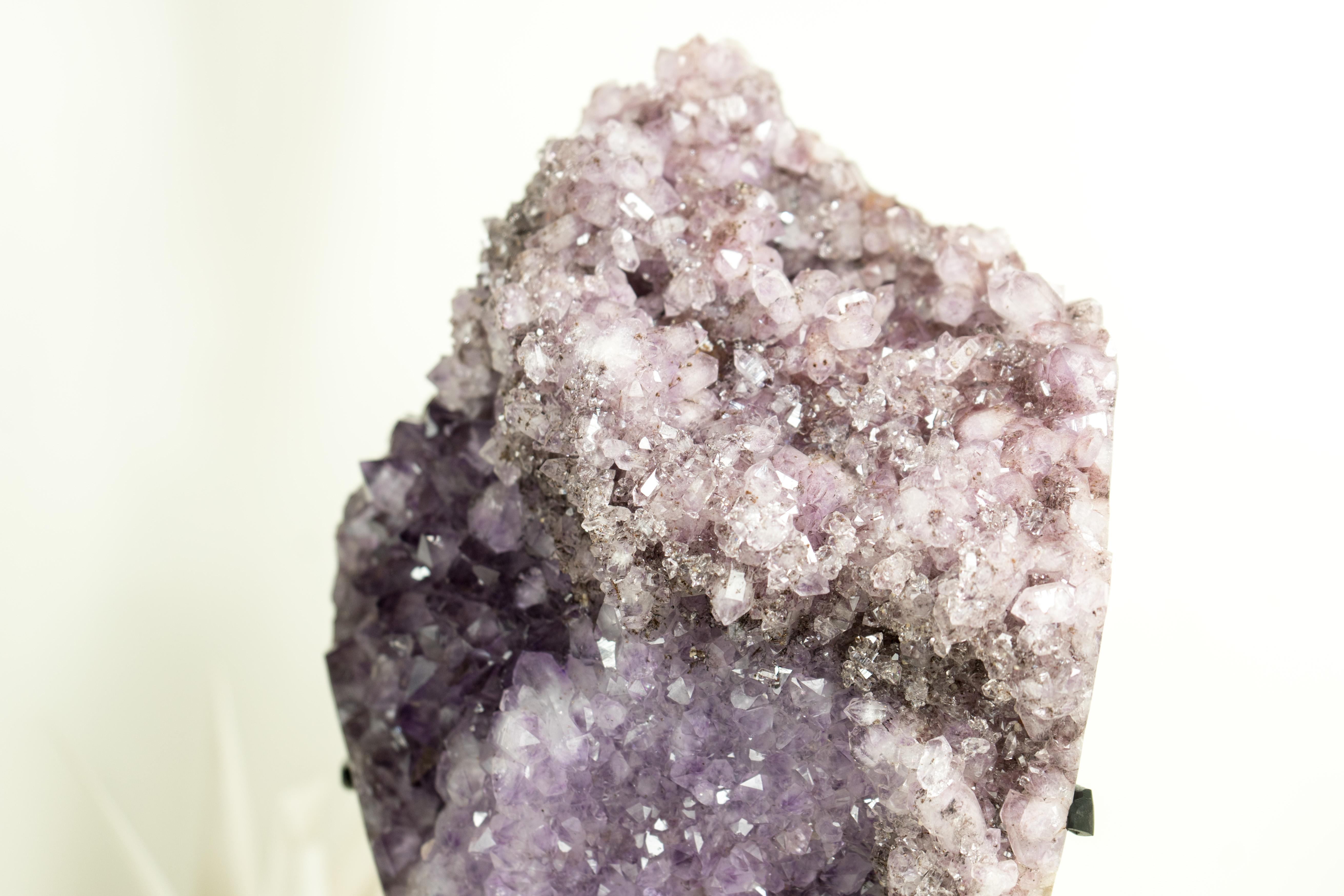 Gorgeous Multi Colored Amethyst Cluster with Herkimer-Style Amethyst Crystal For Sale 7