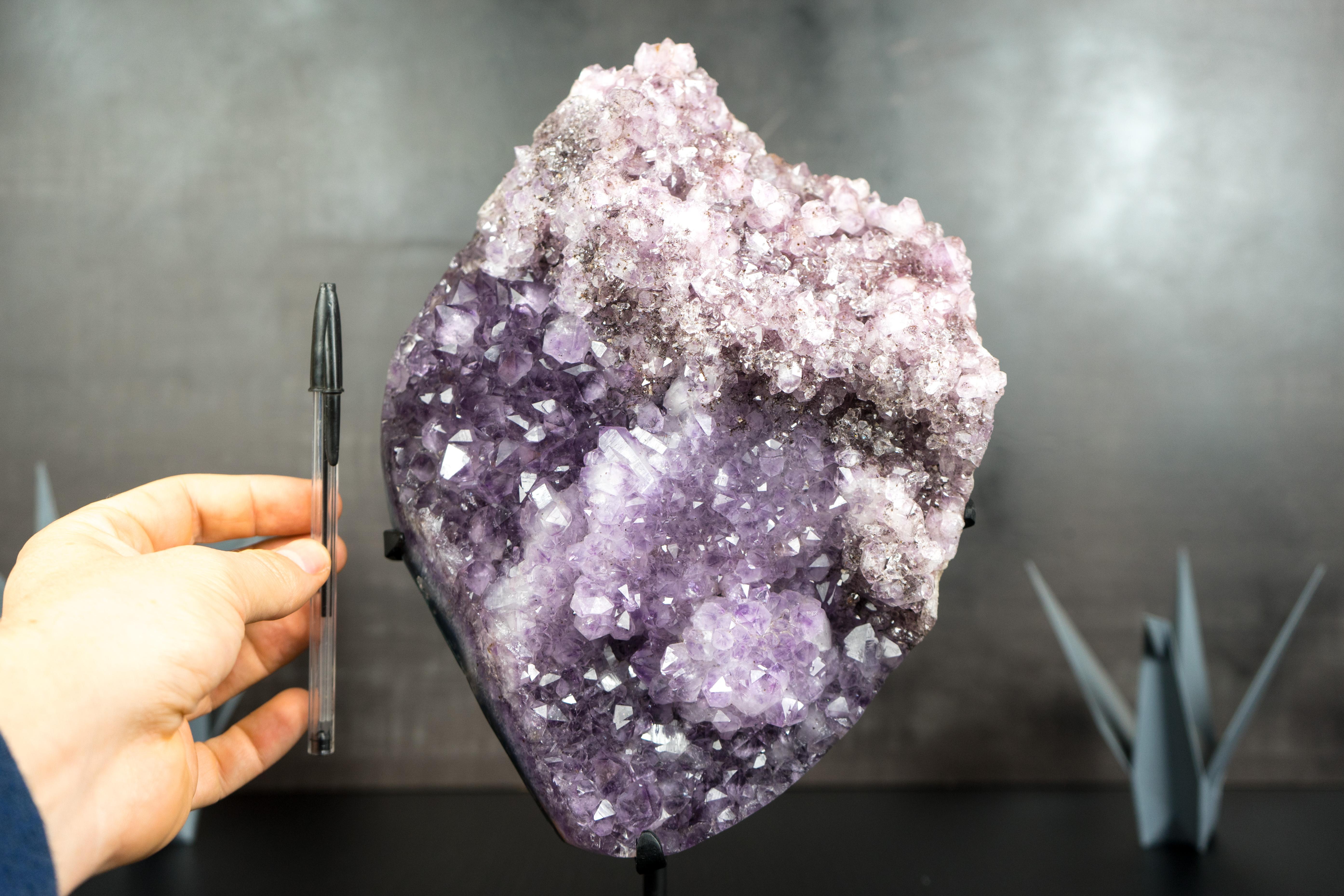 Gorgeous Multi Colored Amethyst Cluster with Herkimer-Style Amethyst Crystal For Sale 8