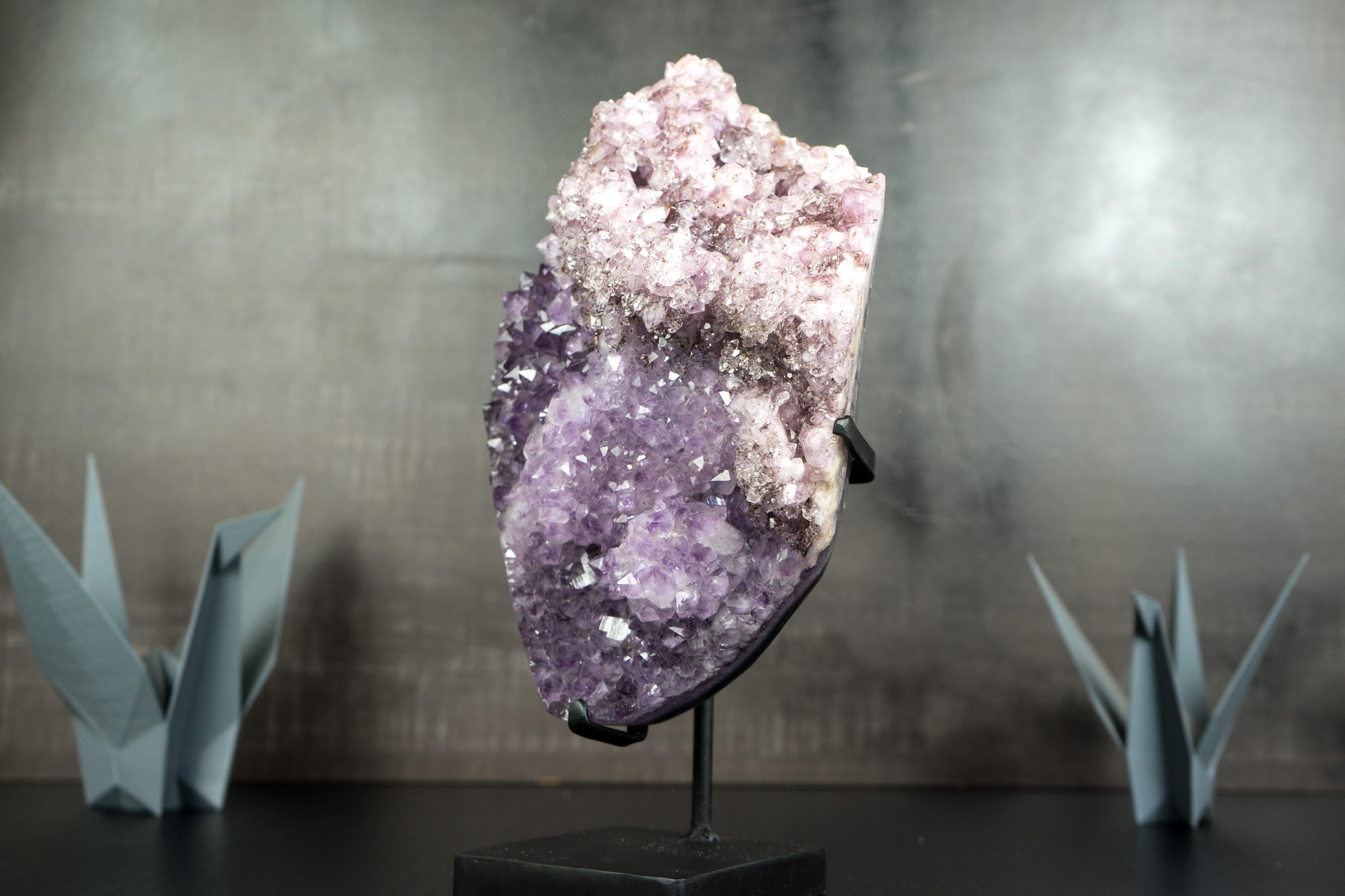 Gorgeous Multi Colored Amethyst Cluster with Herkimer-Style Amethyst Crystal In New Condition For Sale In Ametista Do Sul, BR