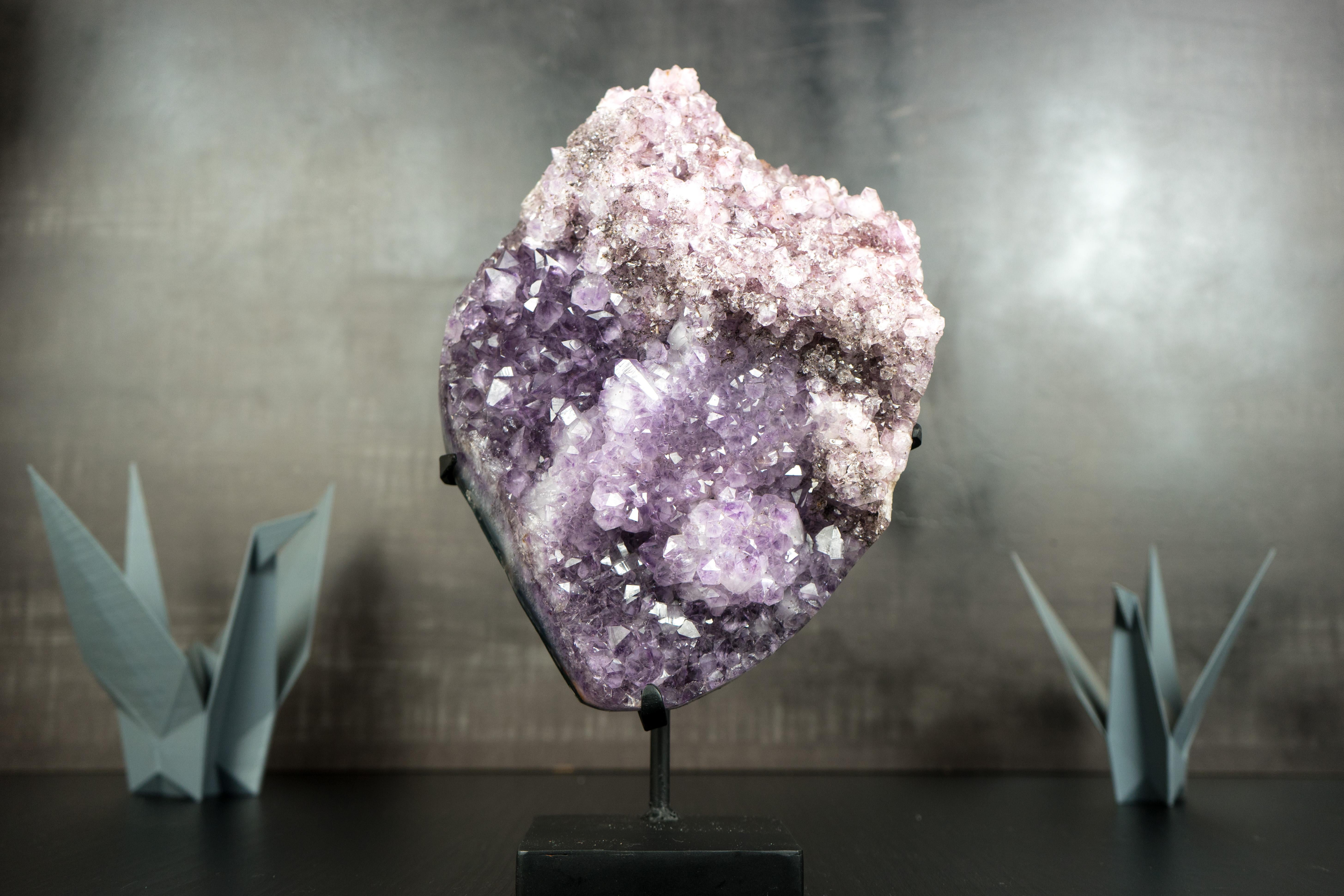Agate Gorgeous Multi Colored Amethyst Cluster with Herkimer-Style Amethyst Crystal For Sale