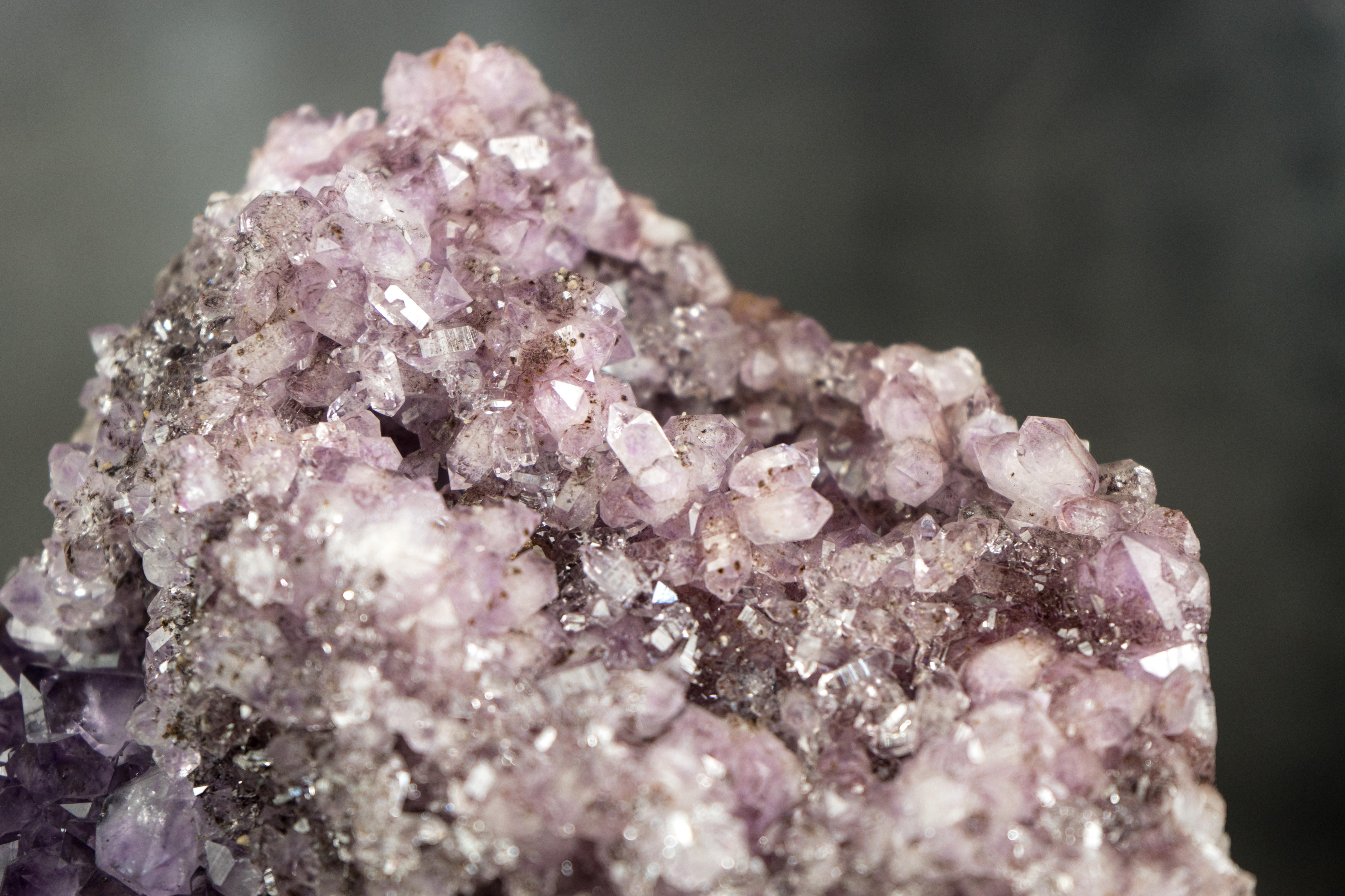 Gorgeous Multi Colored Amethyst Cluster with Herkimer-Style Amethyst Crystal For Sale 3