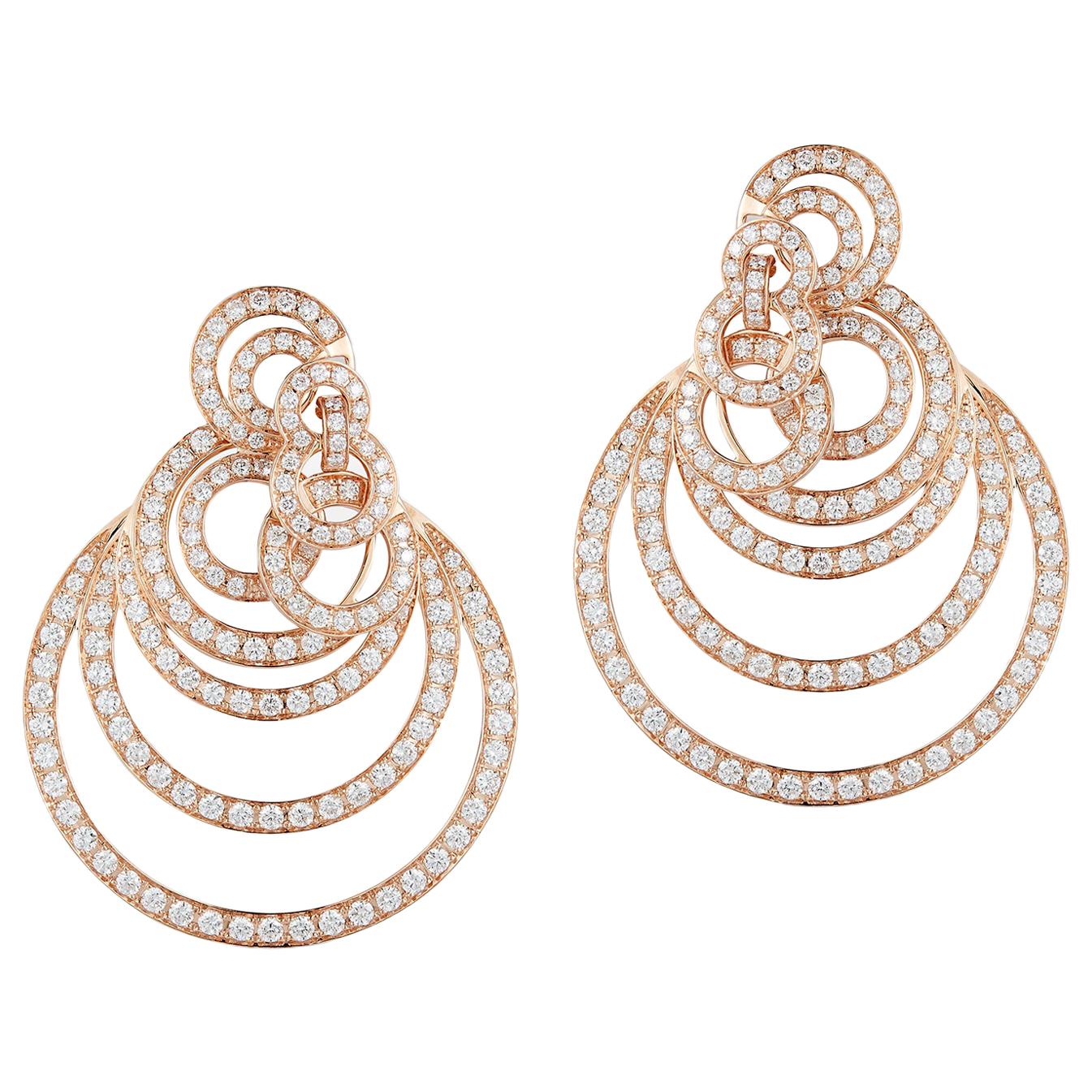 Gorgeous Multi-Layered 18 Karat Gold Diamond Hoops Earrings weighing 2.86 Carat