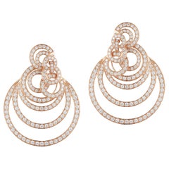 Gorgeous Multi-Layered 18 Karat Gold Diamond Hoops Earrings weighing 2.86 Carat