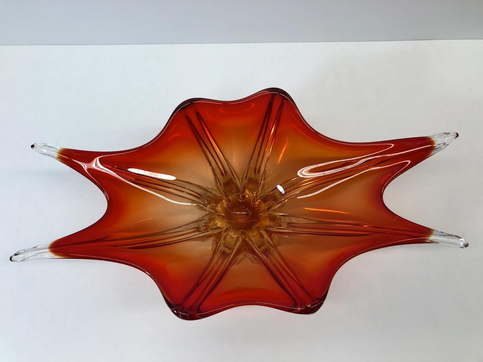 red glass fruit bowl
