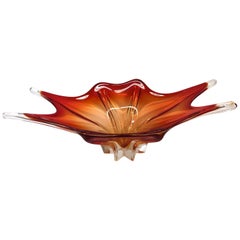 Gorgeous Murano Art Glass Sommerso Bowl Red and Orange Vintage, Italy, 1960s