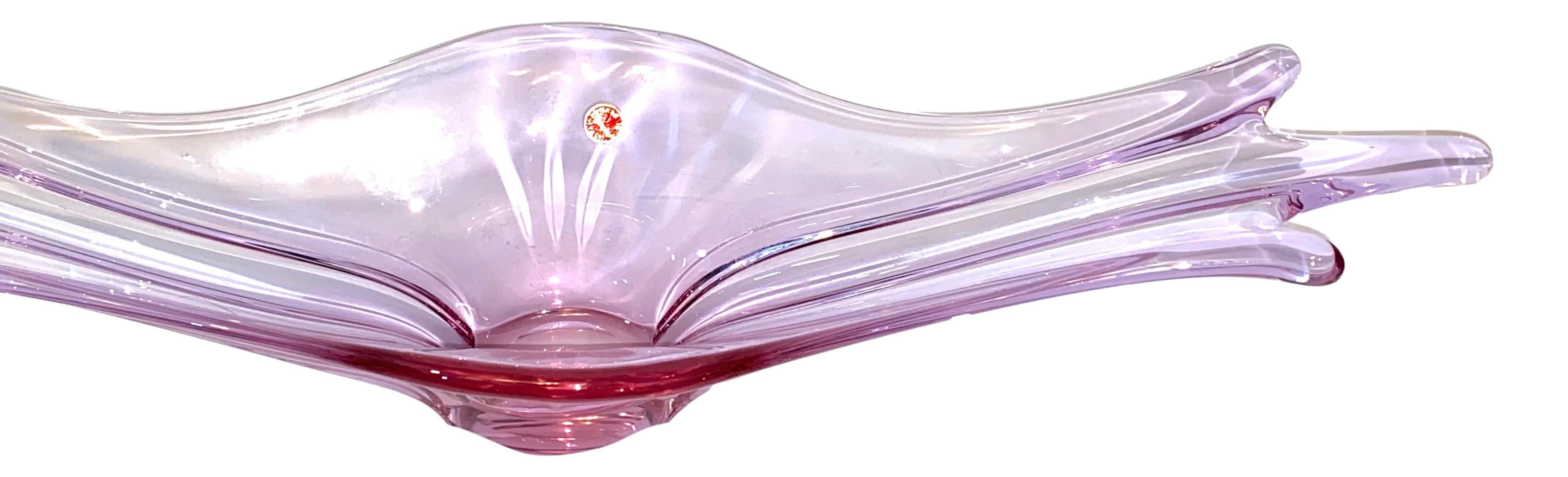 vintage pink glass fruit bowl