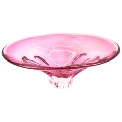 Wunderschönes Murano-Kunstglas Sommerso Obstschale rosa und klar Vintage:: Italien