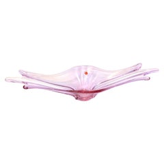 Gorgeous Murano Art Glass Sommerso Fruit Bowl Pink and Clear Retro, Italy