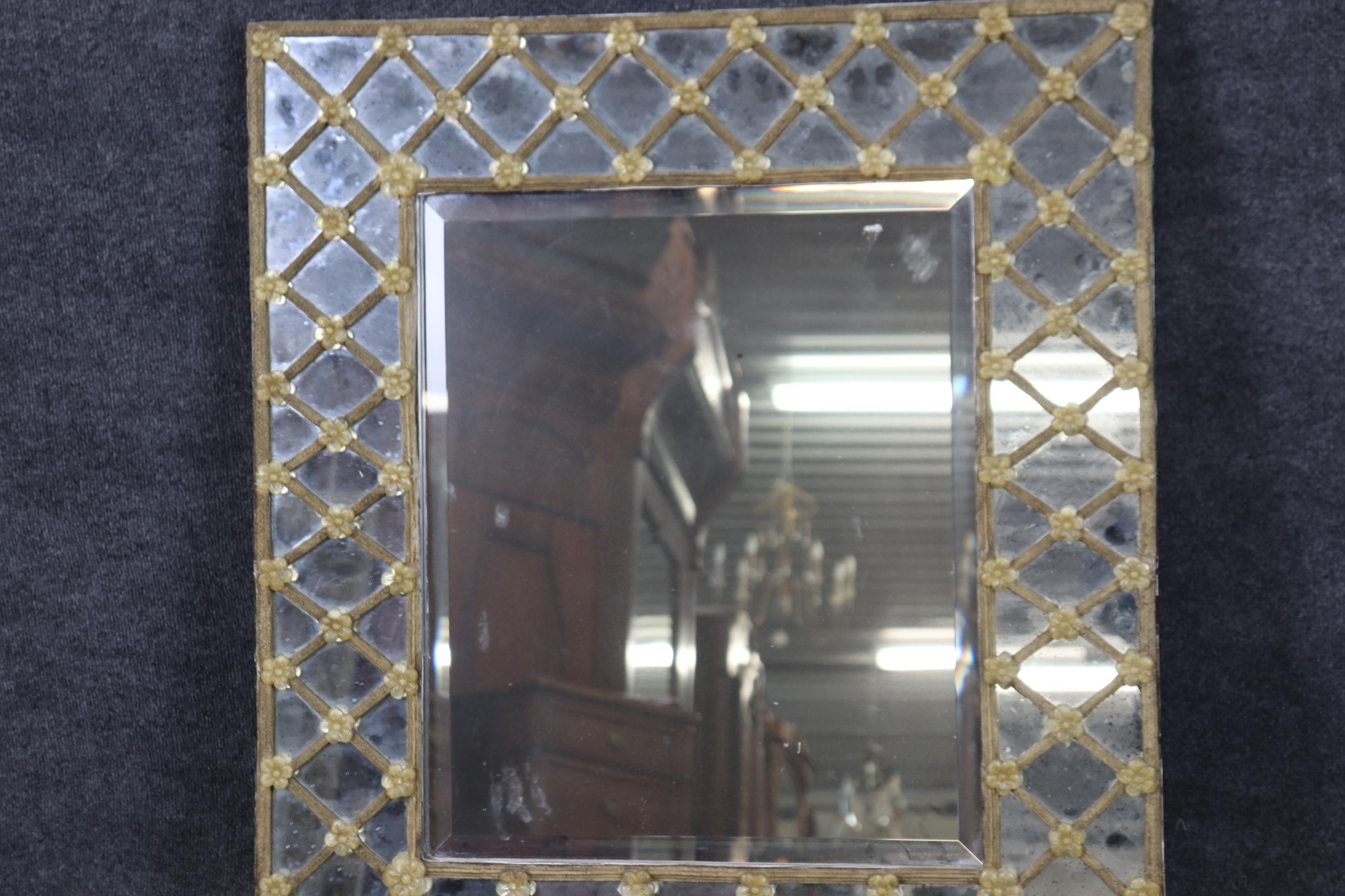 Italian Gorgeous Murano Glass Decorated Beveled Glass Vertical or Horizontal Mirror