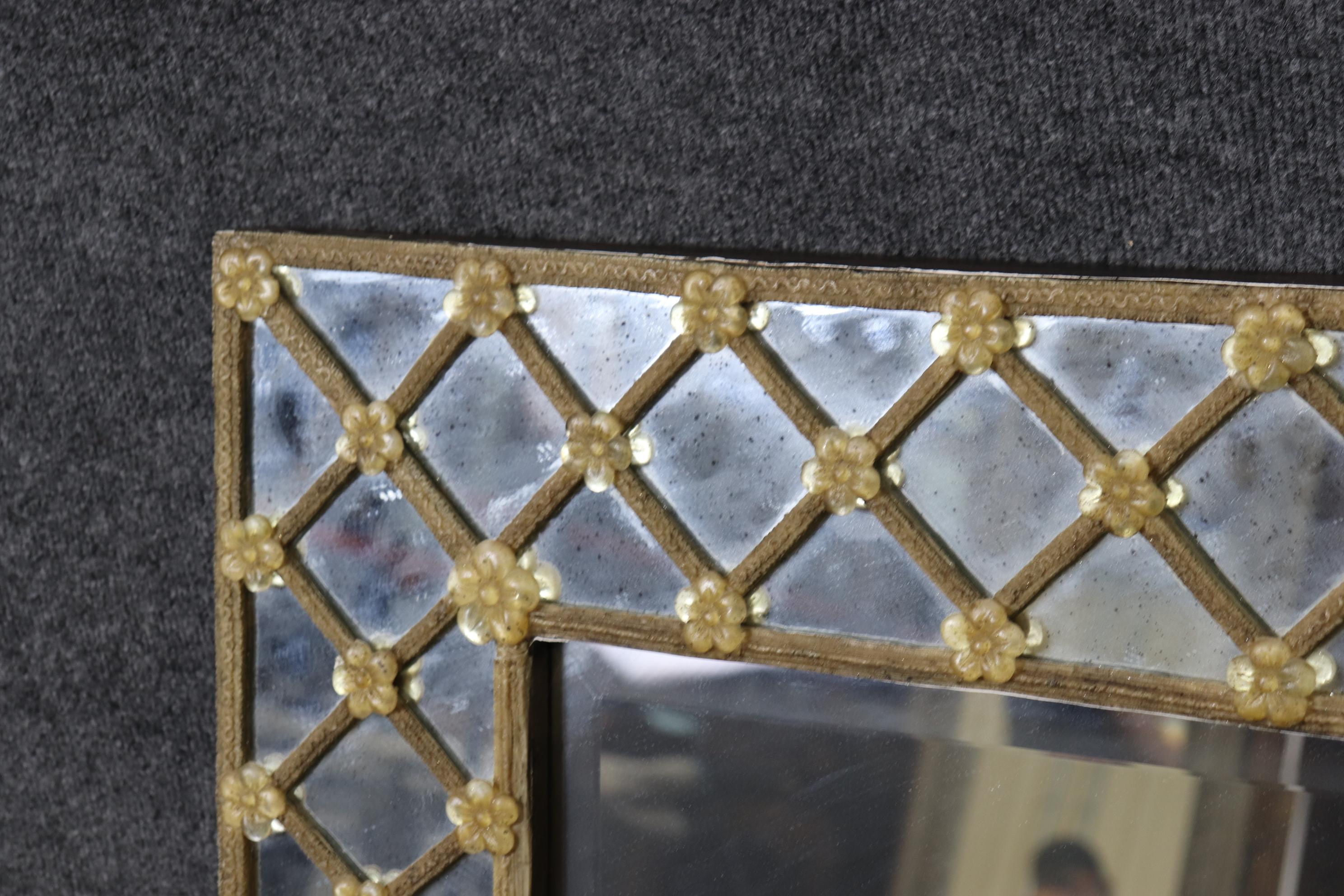 Gorgeous Murano Glass Decorated Beveled Glass Vertical or Horizontal Mirror 1