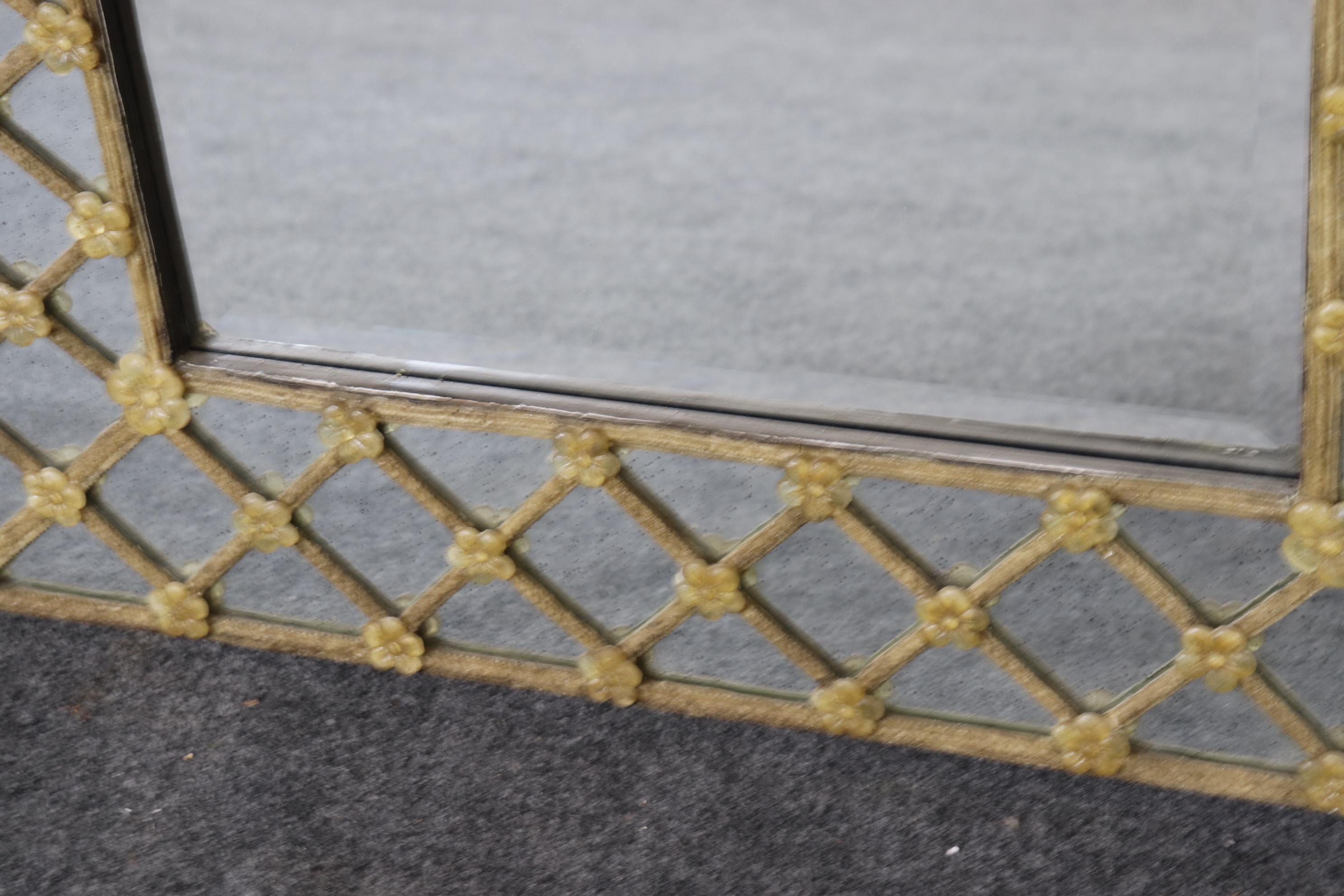 Gorgeous Murano Glass Decorated Beveled Glass Vertical or Horizontal Mirror 3