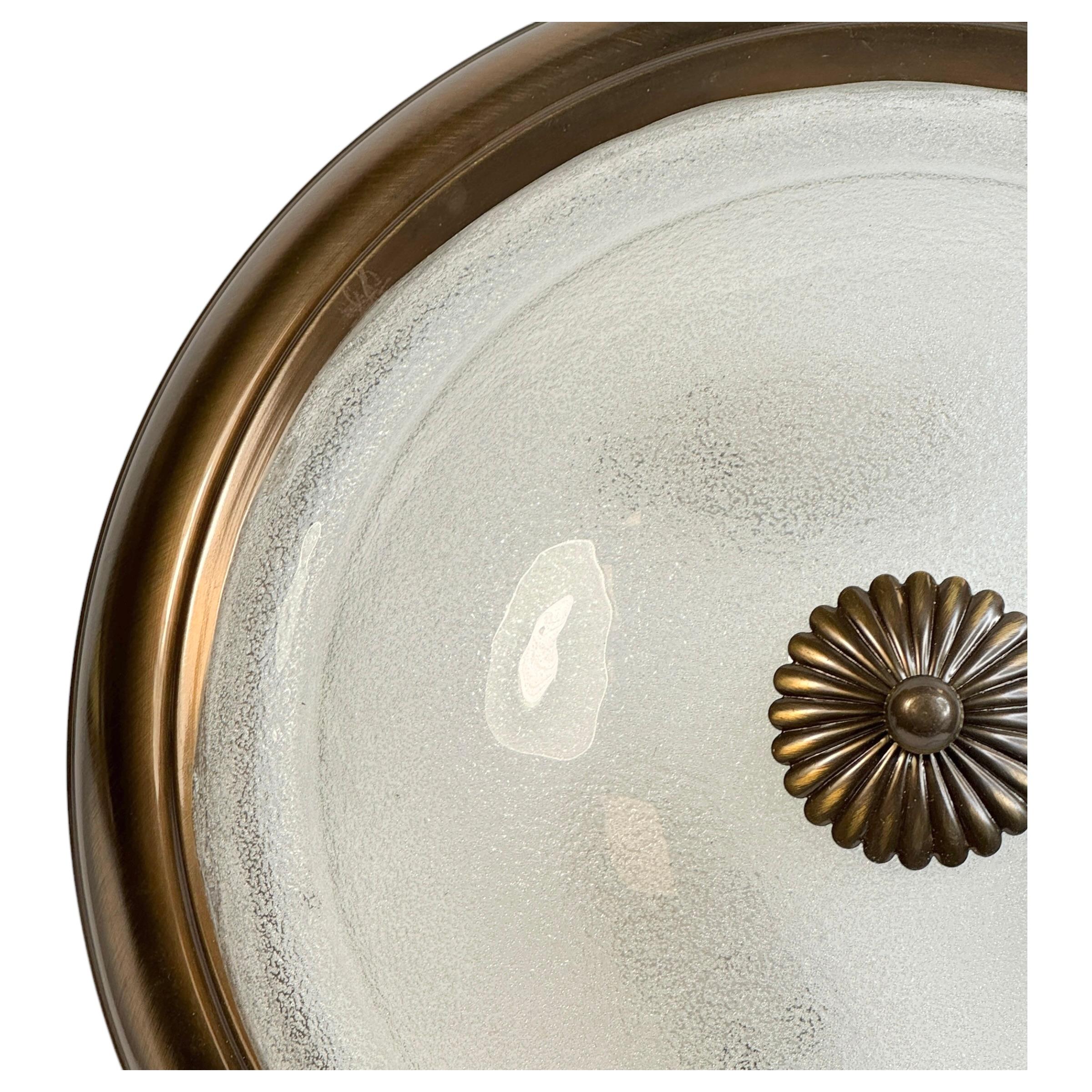 Metal Gorgeous Murano Glass Flush Mount Ceiling Light, Mid Century, Austria, 1970s For Sale