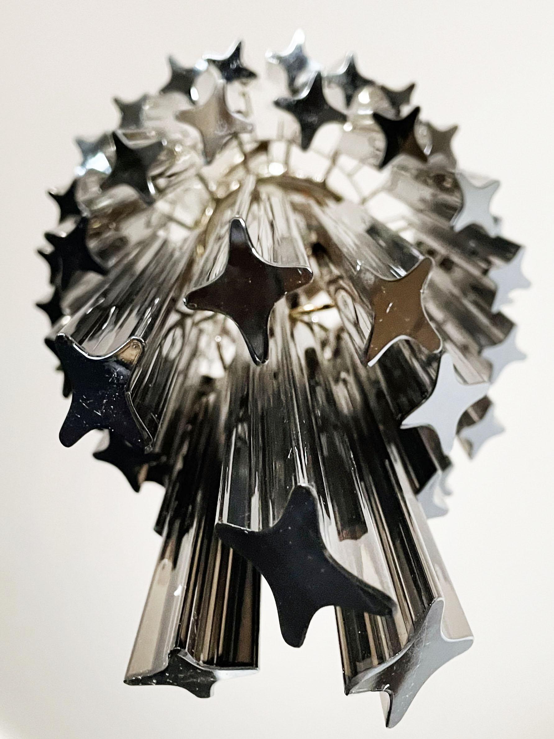 Gorgeous Murano Glass Spiral Chandelier, 54 Quadriedri Smoked Prisms For Sale 4