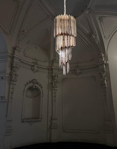 Gorgeous Murano Glass Spiral Chandelier, 54 Quadriedri Smoked Prisms