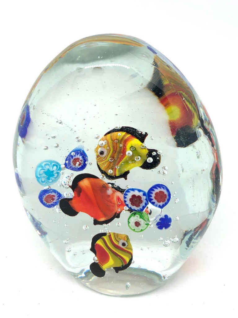 Murano Italian Art Glass Fish Aquarium Paperweight, Italy