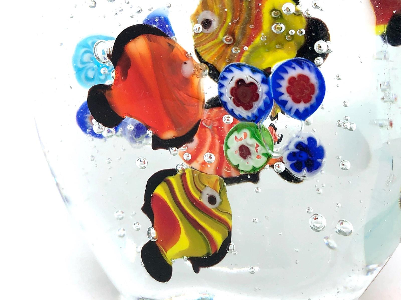 Late 20th Century Gorgeous Murano Italian Art Glass Fish Aquarium Paperweight, Italy, 1970s