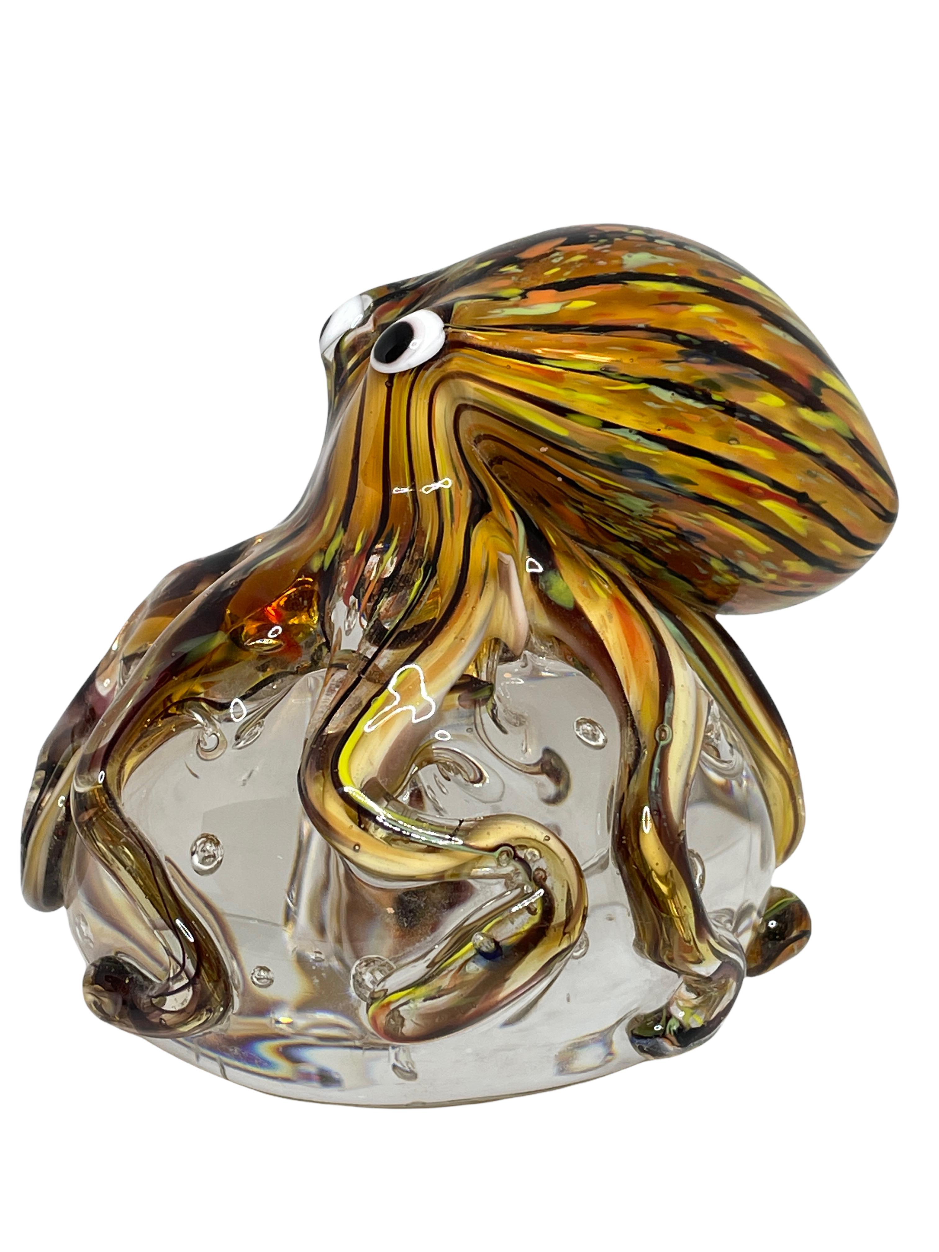 Mid-Century Modern Gorgeous Murano Italian Art Glass Giant Octopus Paperweight, Italy, 1970s
