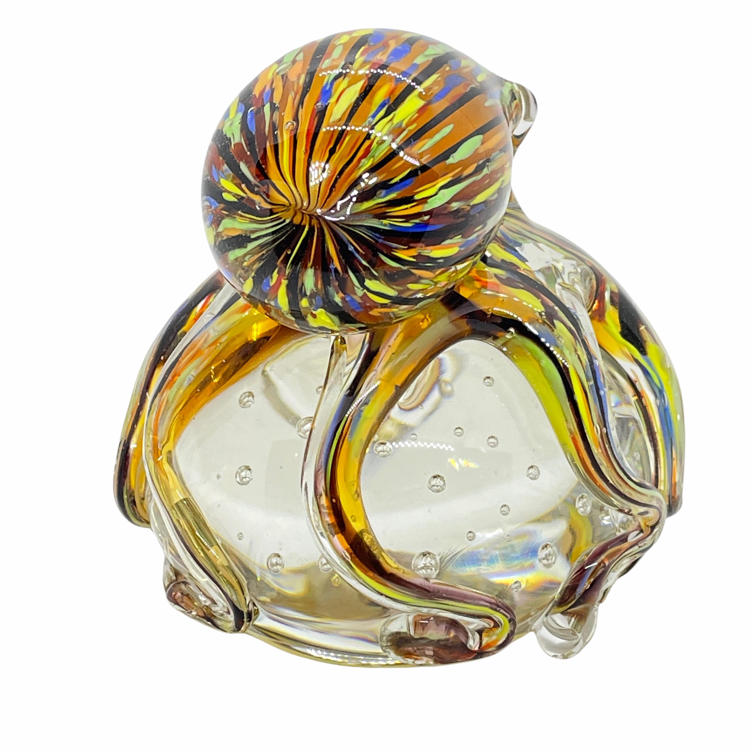 Mid-Century Modern Gorgeous Murano Italian Art Glass Giant Octopuses Paperweight, Italy, 1970s