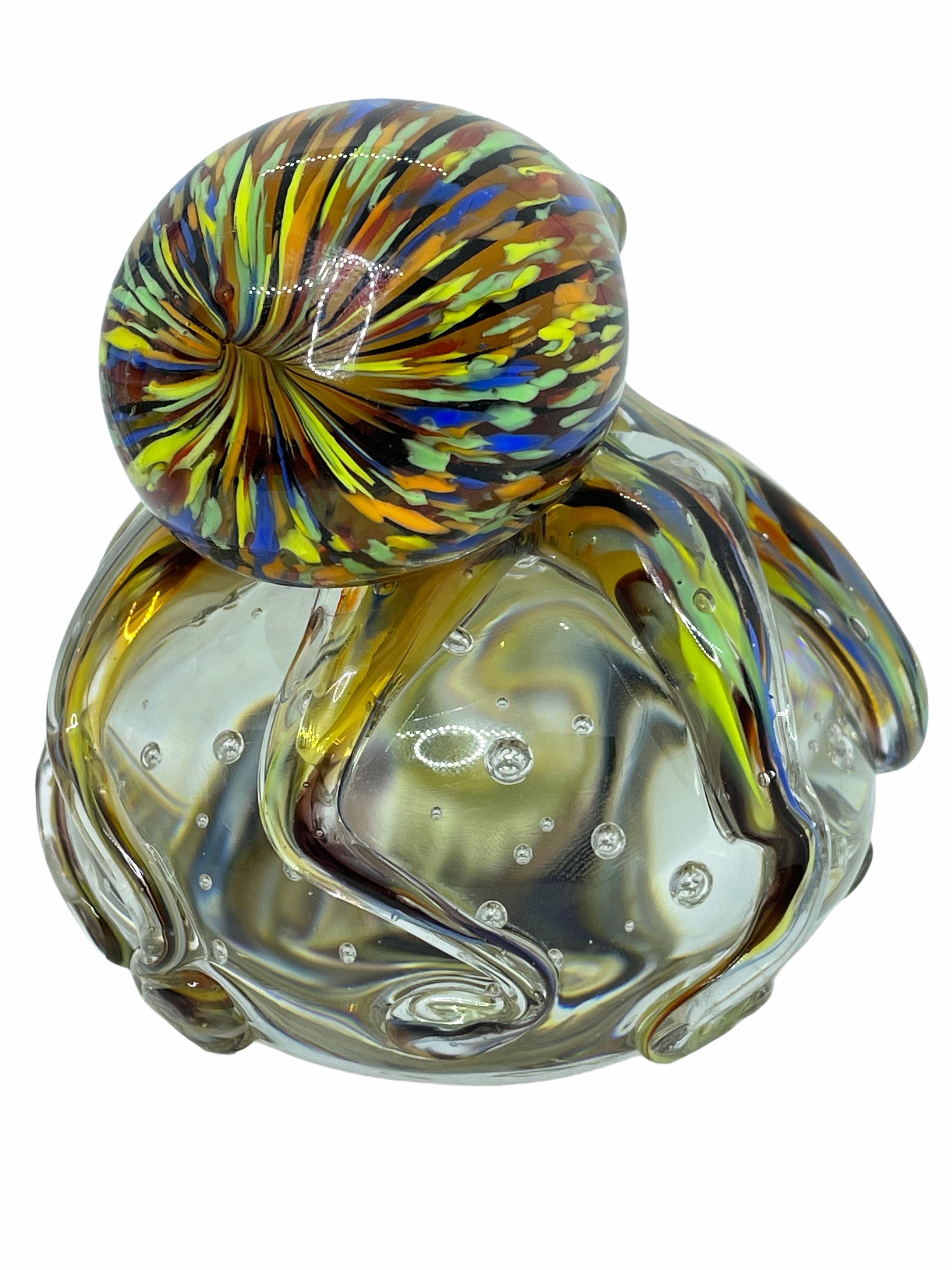 Mid-Century Modern Gorgeous Murano Italian Art Glass Giant Octopuses Paperweight, Italy, 1970s
