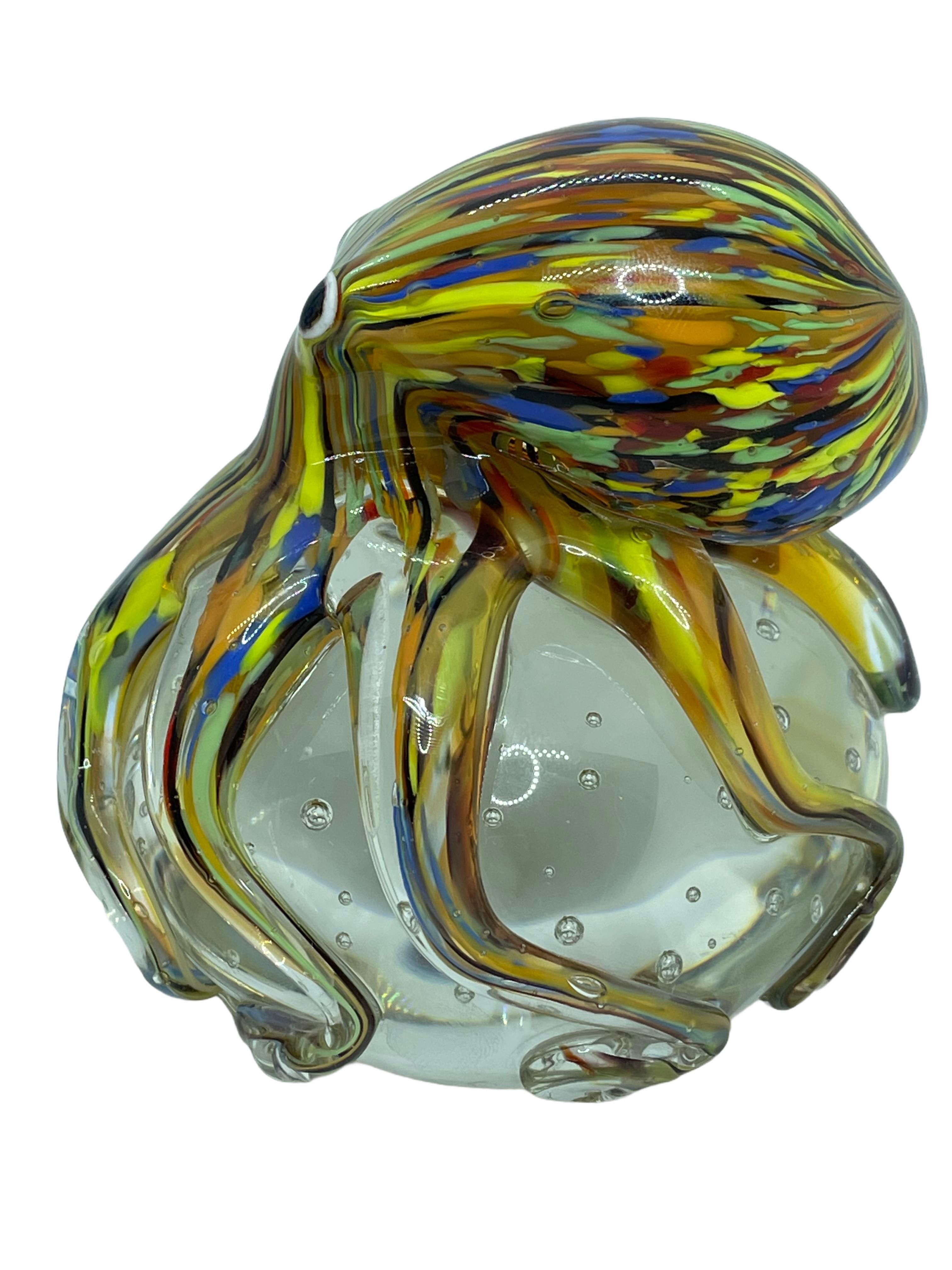 Hand-Crafted Gorgeous Murano Italian Art Glass Giant Octopuses Paperweight, Italy, 1970s