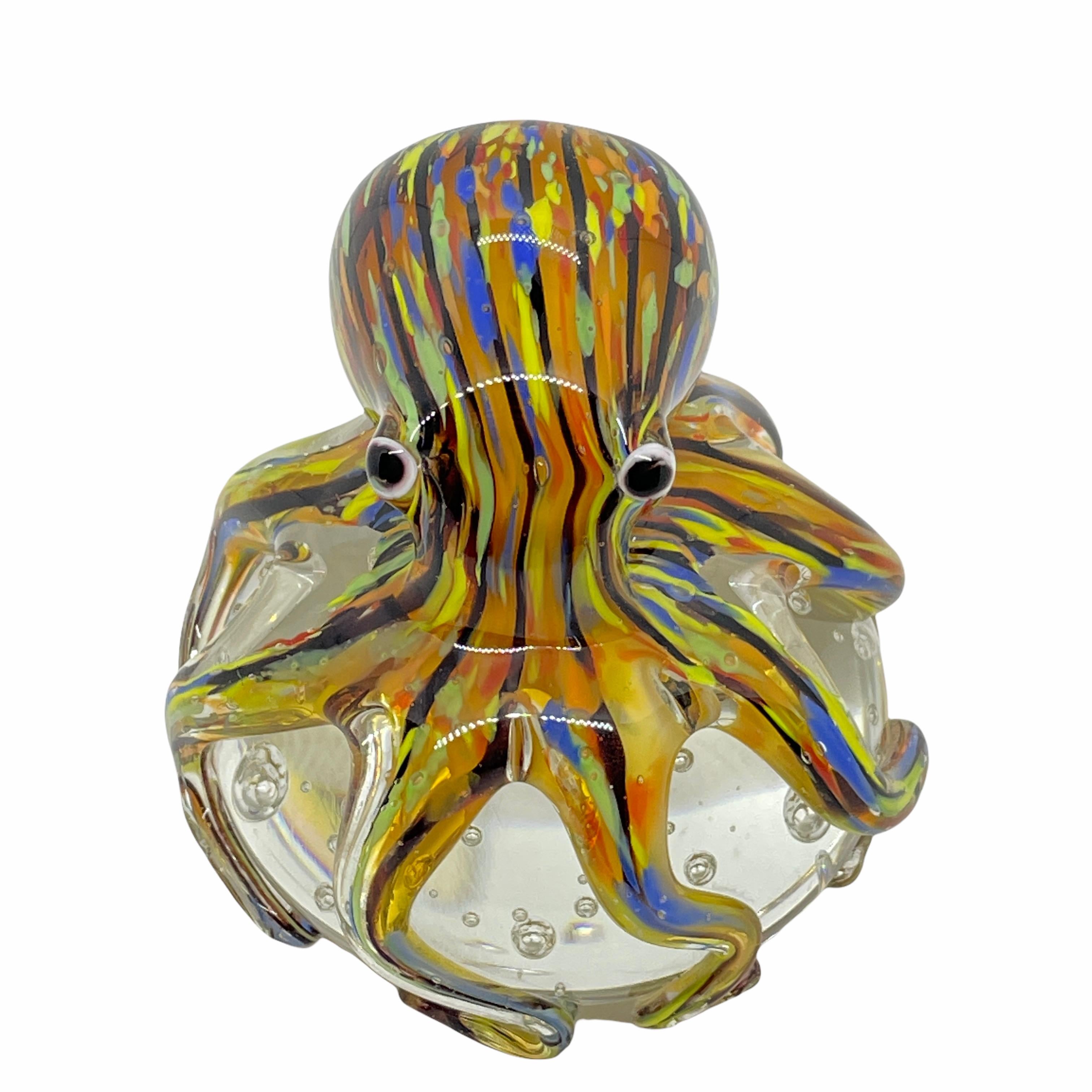 Late 20th Century Gorgeous Murano Italian Art Glass Giant Octopuses Paperweight, Italy, 1970s