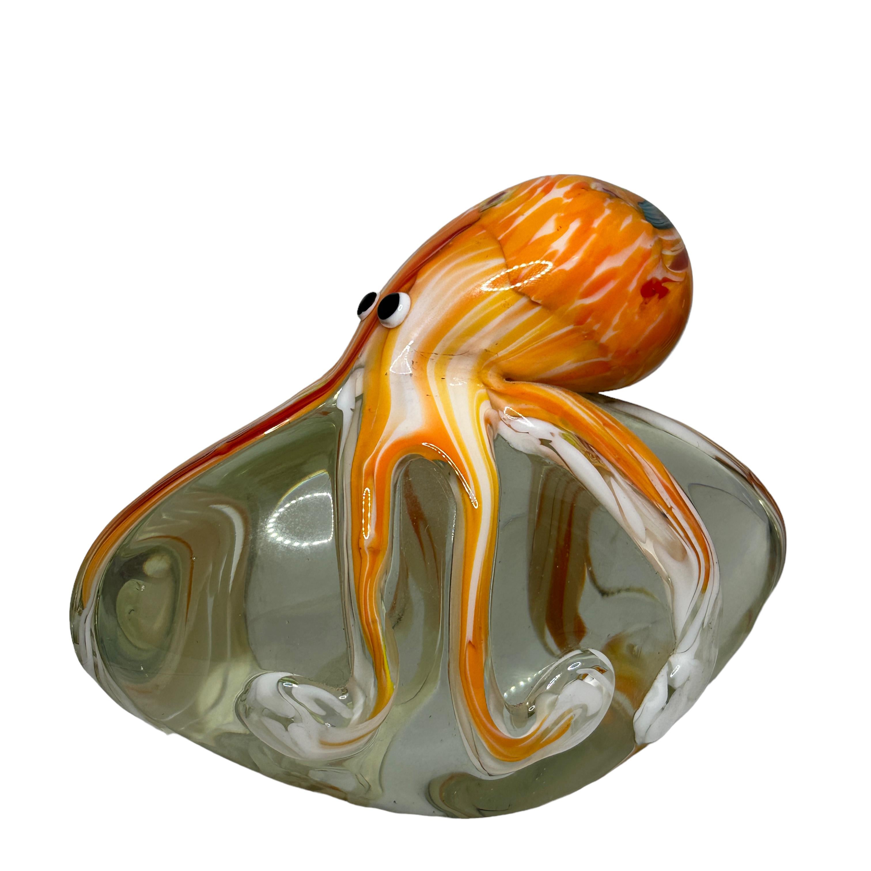 Mid-Century Modern Gorgeous Murano Italian Art Glass Giant Octopus Paperweight, Italy, 1980s