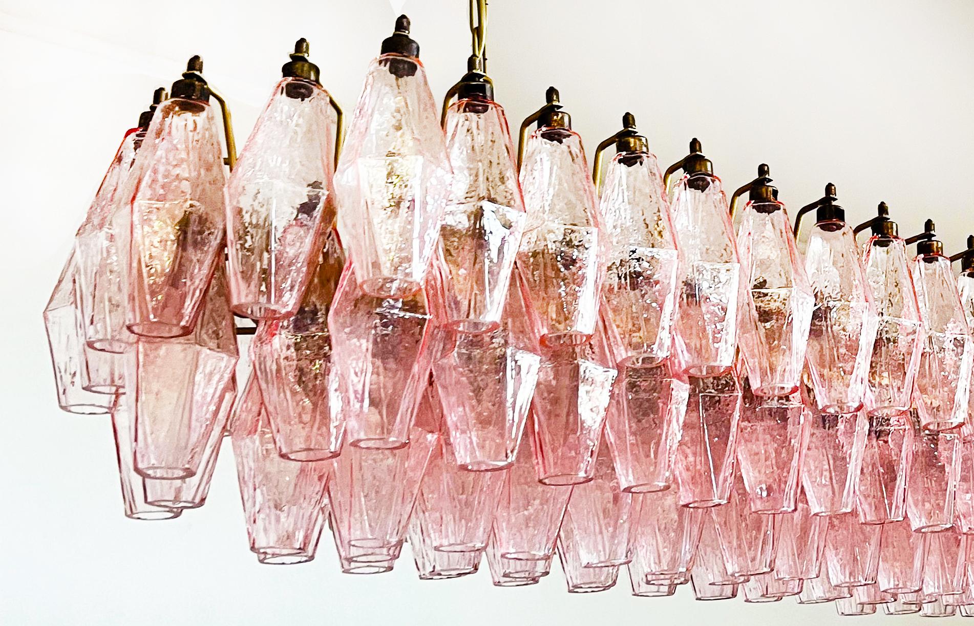 Art Glass Gorgeous Murano Poliedri Chandelier - Carlo Scarpa Style - 138 pink glasses For Sale
