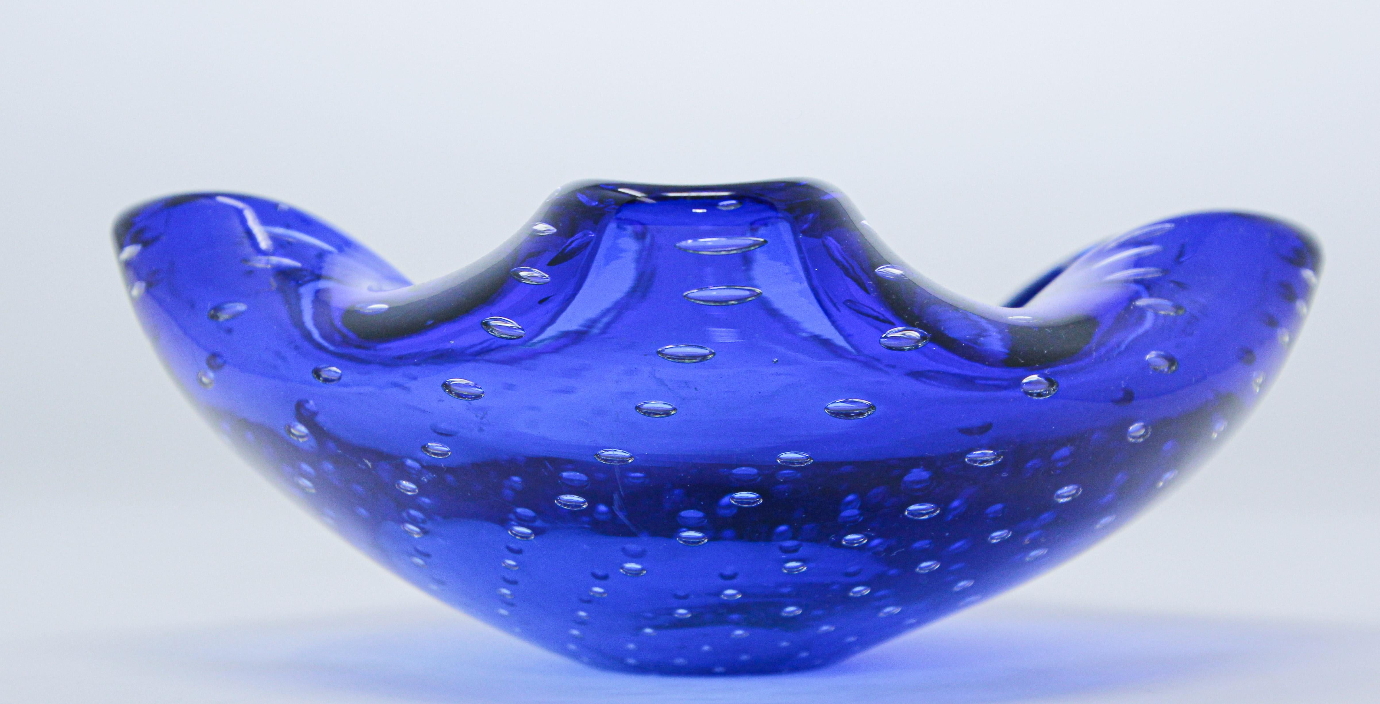 murano glass ashtray blue